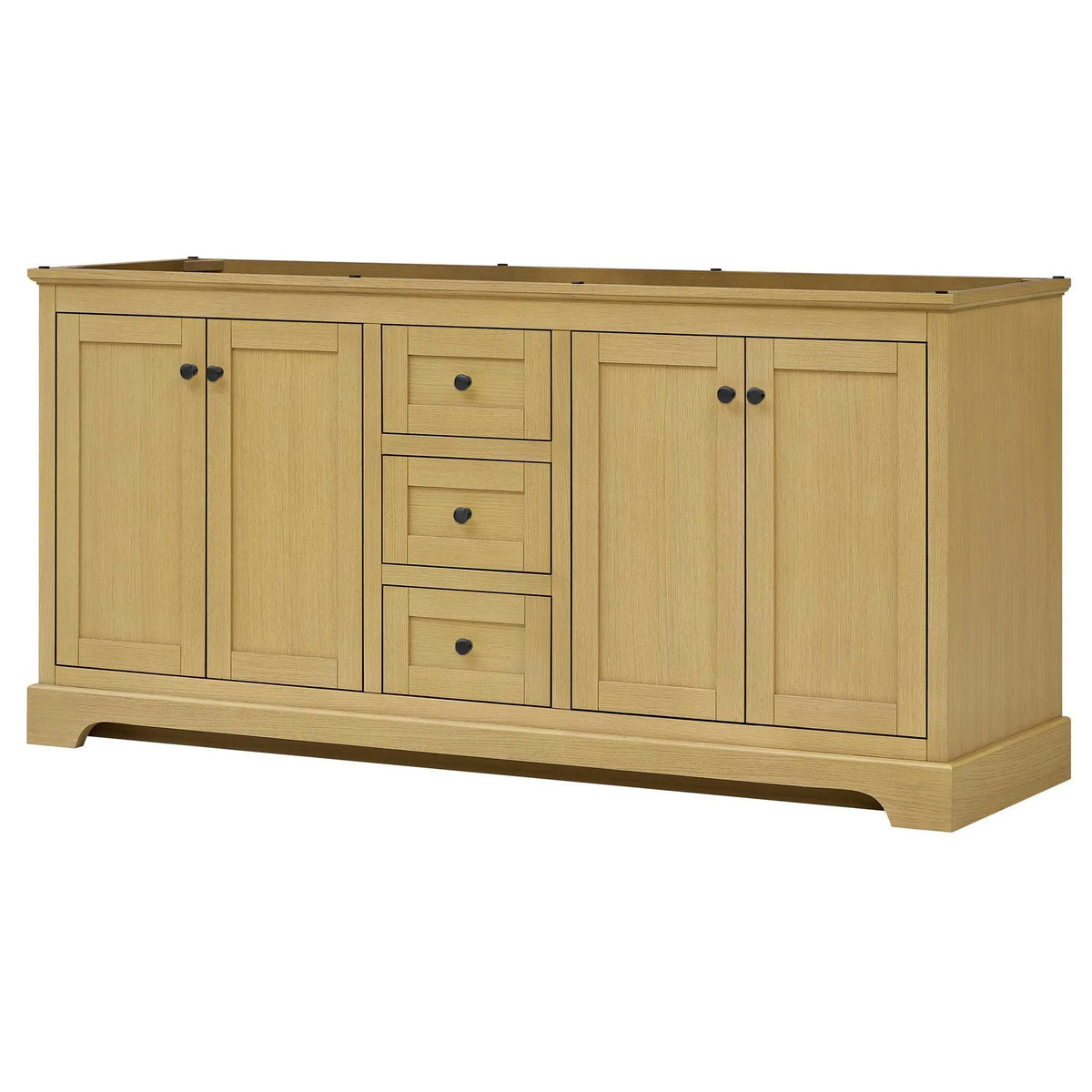 72" Avery Double Bathroom Vanity Honey Oak Matte Black Trim by wyndham View 44