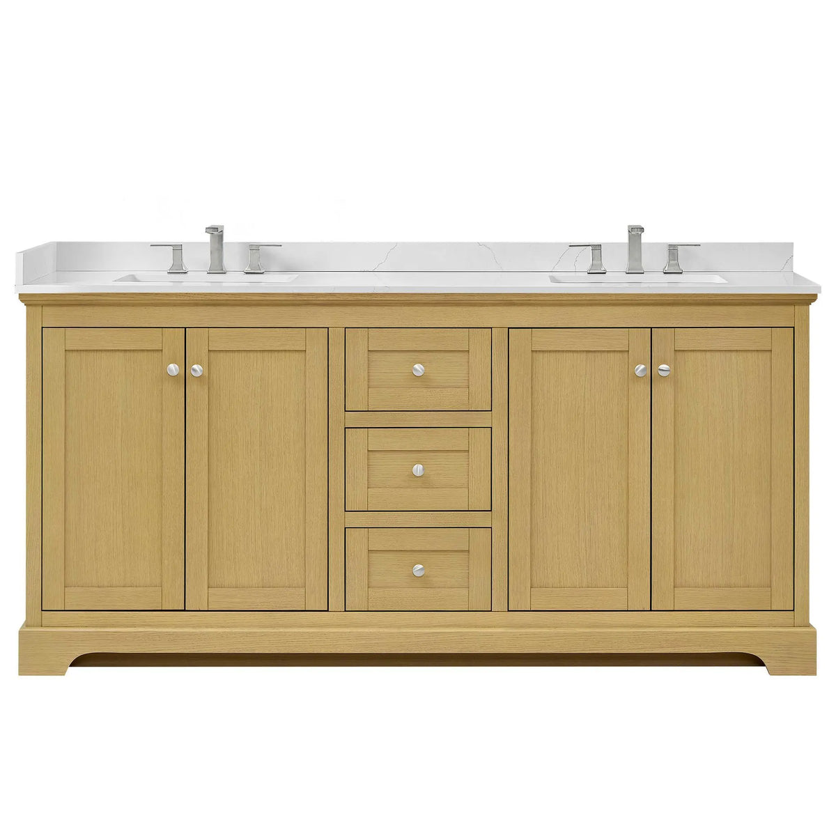72" Avery Double Bathroom Vanity Honey Oak Polished Chrome Trim by wyndham View 16