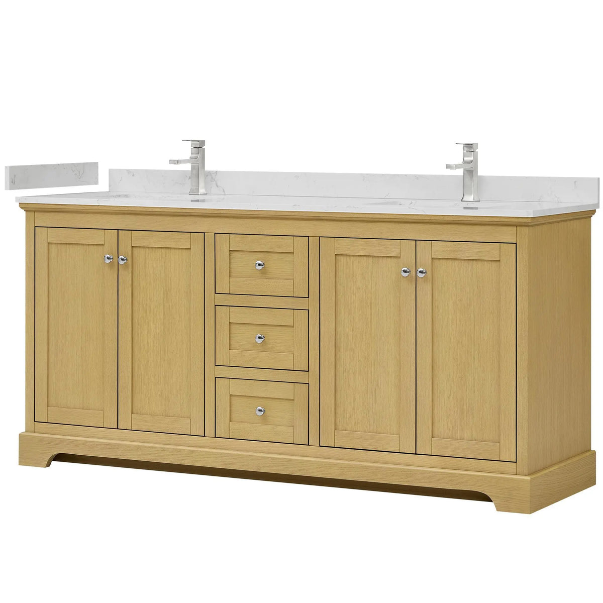 72" Avery Double Bathroom Vanity Honey Oak Polished Chrome Trim by wyndham View 5