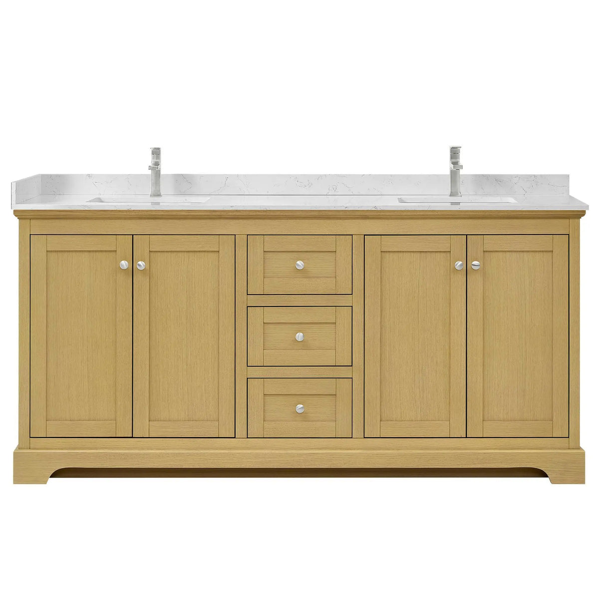 72" Avery Double Bathroom Vanity Honey Oak Polished Chrome Trim by wyndham View 1