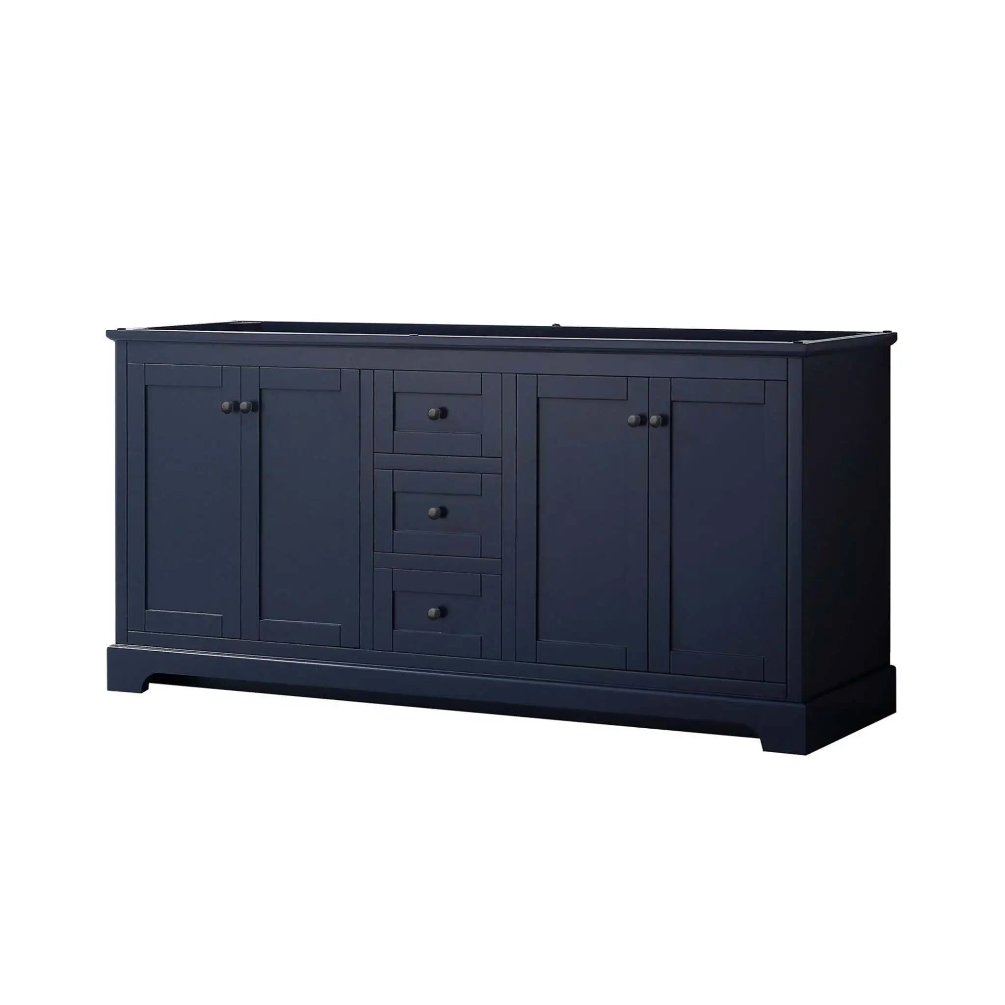 72" Avery Double Bathroom Vanity in Dark Blue with Matte Black Trim by Wyndham