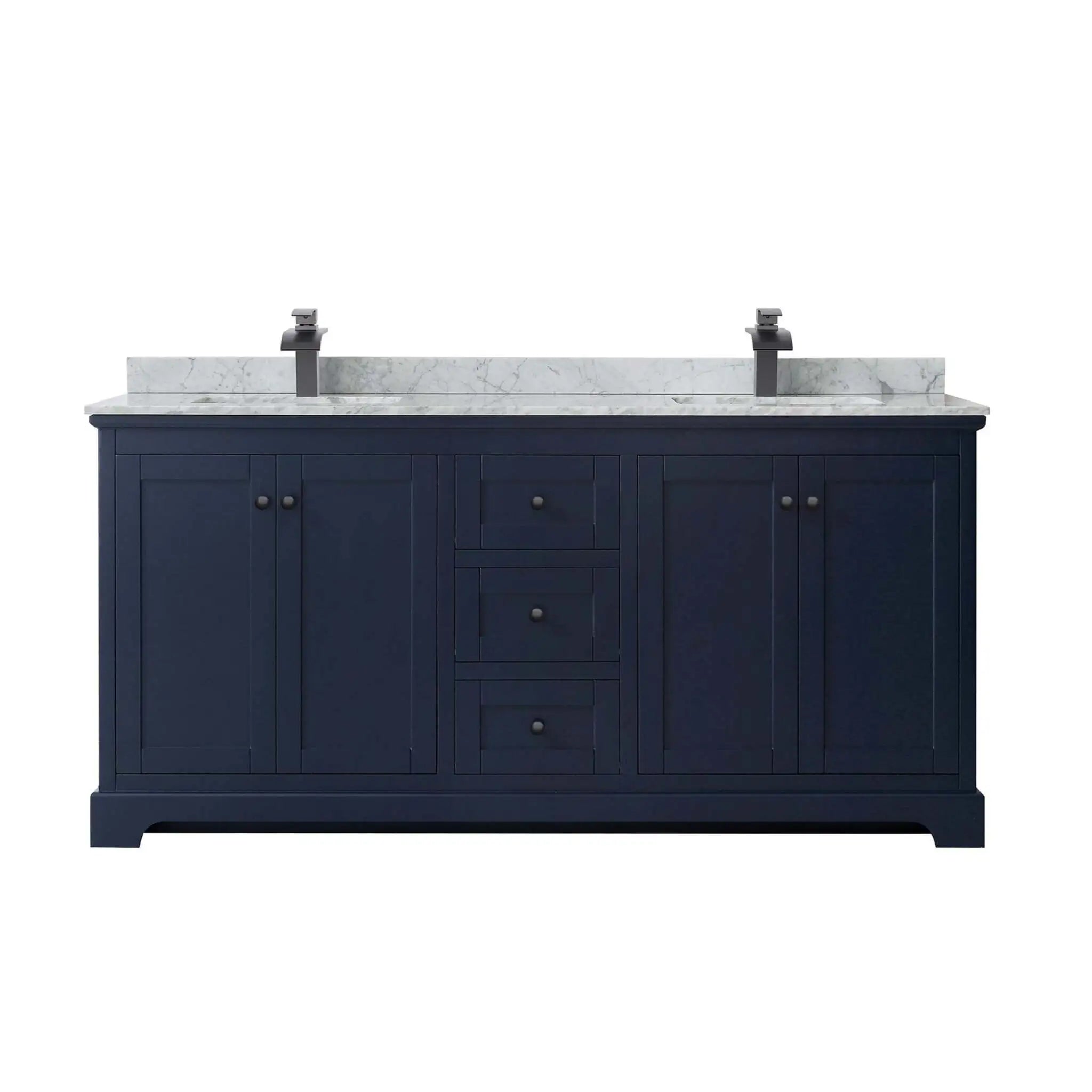 72" Avery Double Bathroom Vanity in Dark Blue with Matte Black Trim by Wyndham
