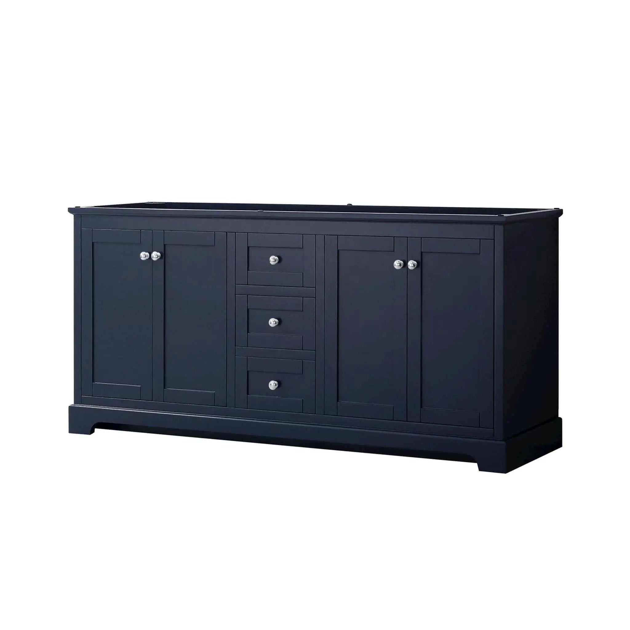 72" Avery Double Bathroom Vanity in Dark Blue with Polished Chrome Trim by Wyndham