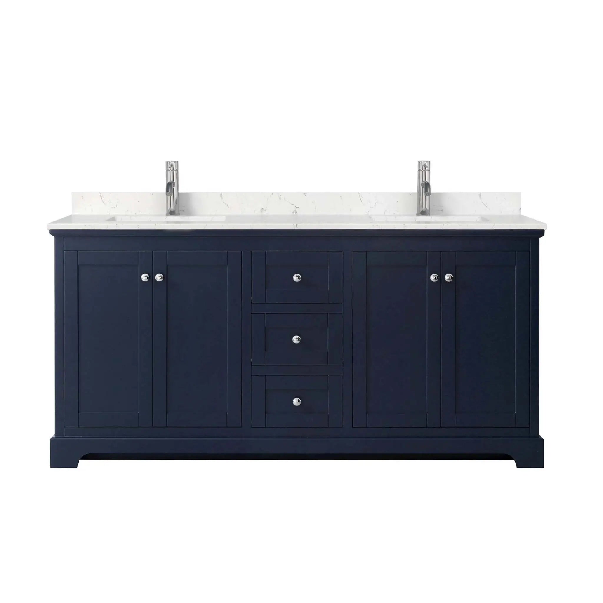 72" Avery Double Bathroom Vanity in Dark Blue with Polished Chrome Trim by Wyndham