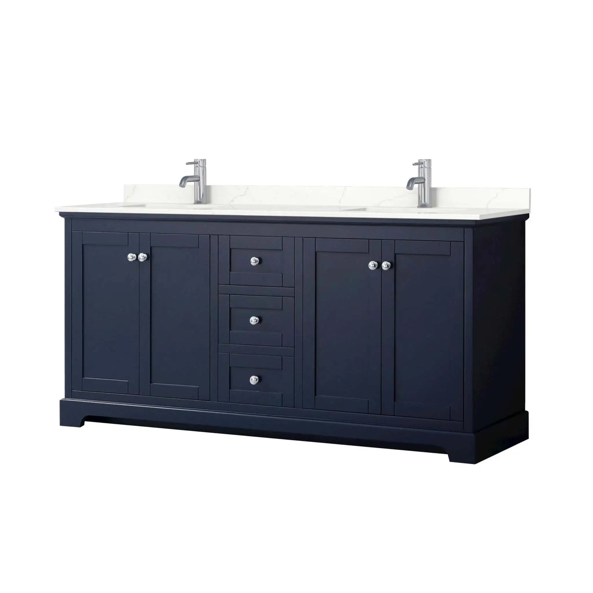 72" Avery Double Bathroom Vanity in Dark Blue with Polished Chrome Trim by Wyndham