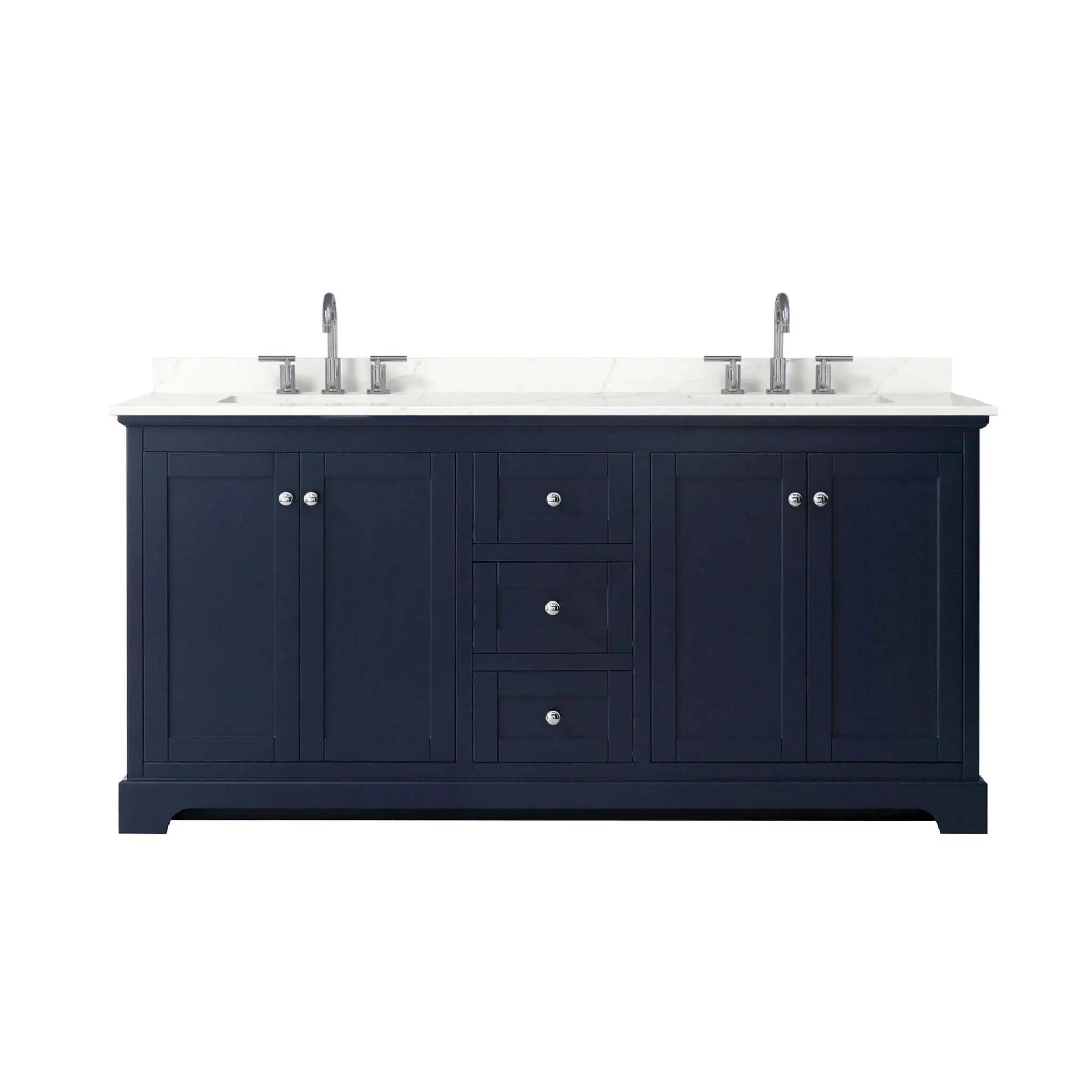 72" Avery Double Bathroom Vanity in Dark Blue with Polished Chrome Trim by Wyndham