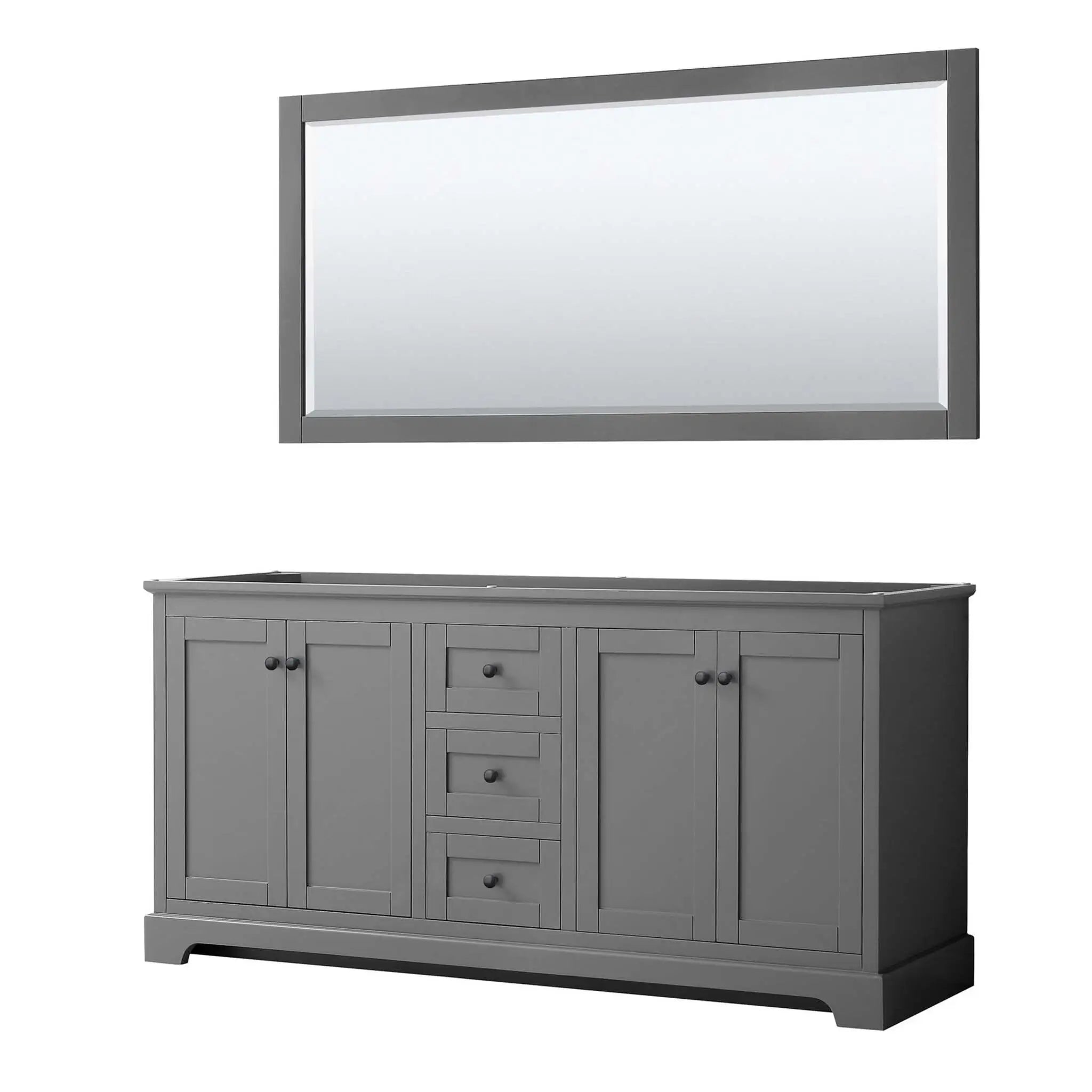 72" Avery Double Bathroom Vanity in Dark Gray with Matte Black Trim & 70" Mirror by Wyndham