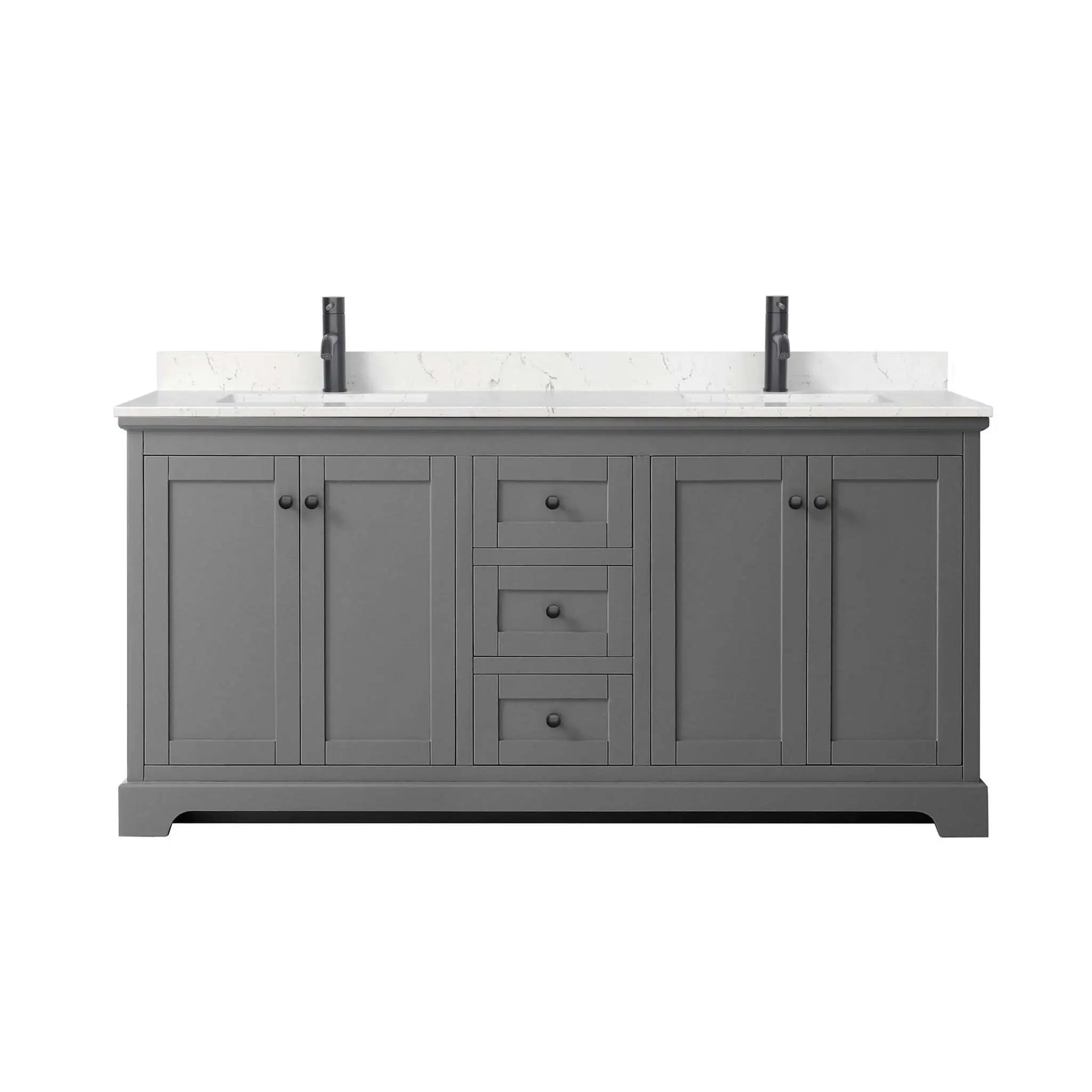 72" Avery Double Bathroom Vanity in Dark Gray with Matte Black Trim by Wyndham