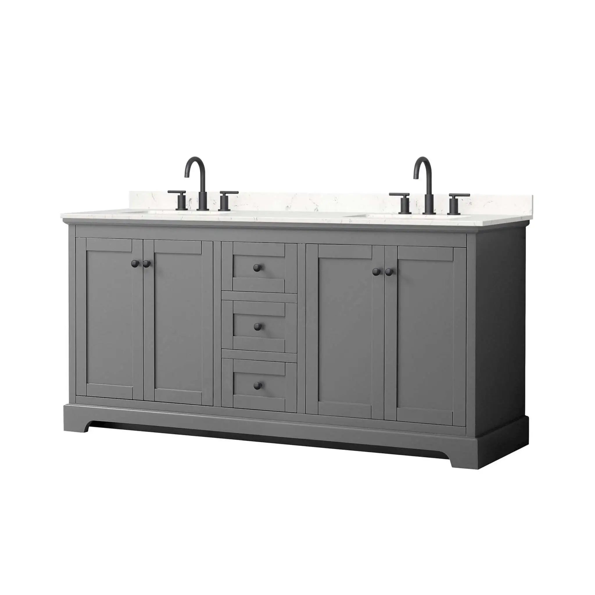 72" Avery Double Bathroom Vanity in Dark Gray with Matte Black Trim by Wyndham