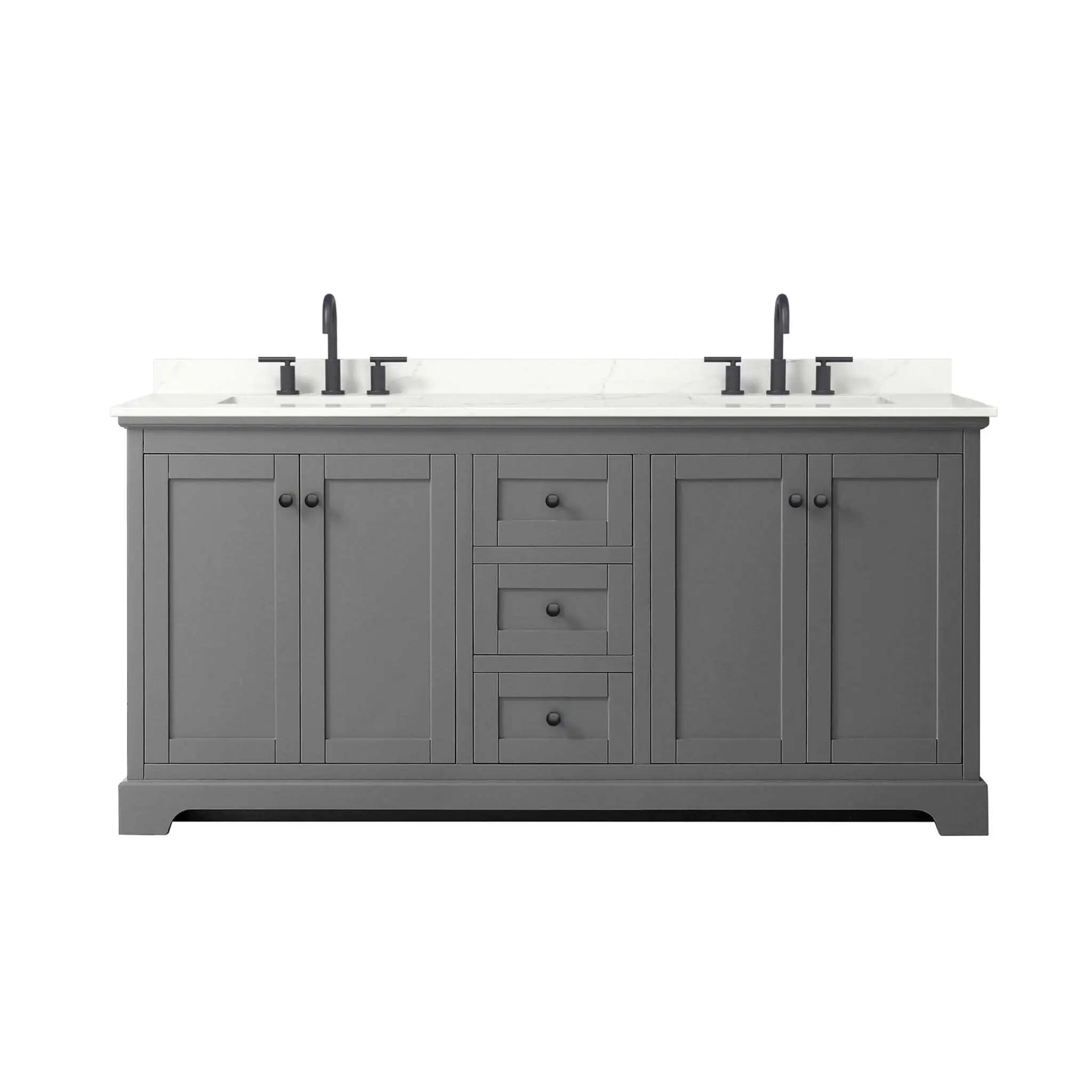 72" Avery Double Bathroom Vanity in Dark Gray with Matte Black Trim by Wyndham