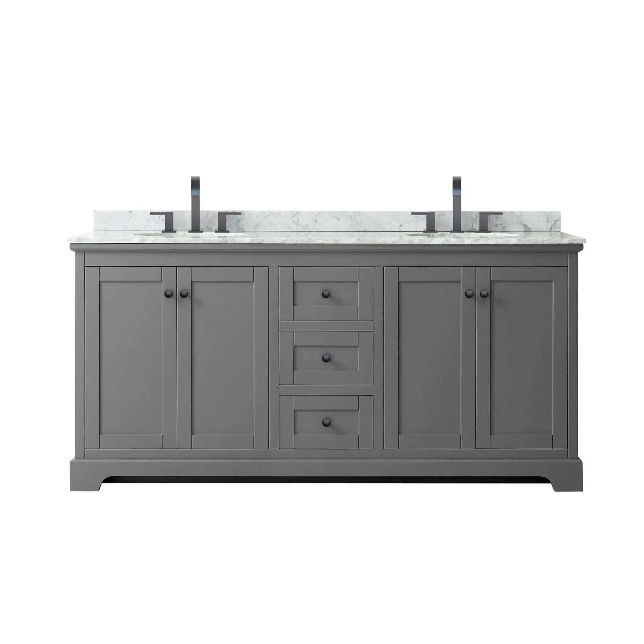 72" Avery Double Bathroom Vanity in Dark Gray with Matte Black Trim by Wyndham