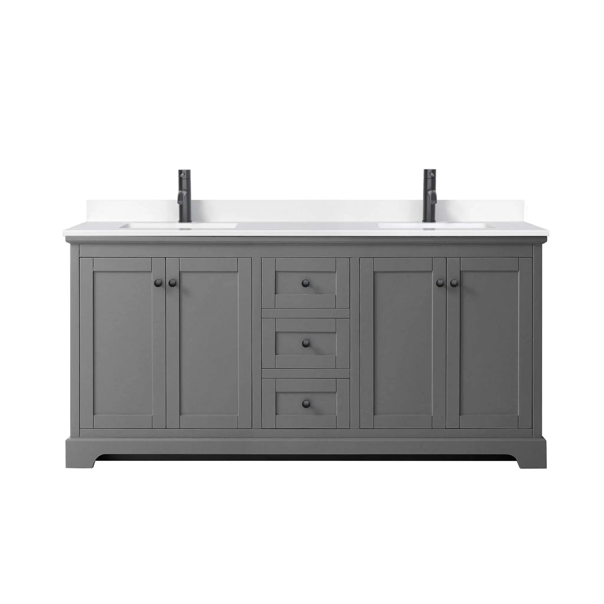 72" Avery Double Bathroom Vanity in Dark Gray with Matte Black Trim by Wyndham