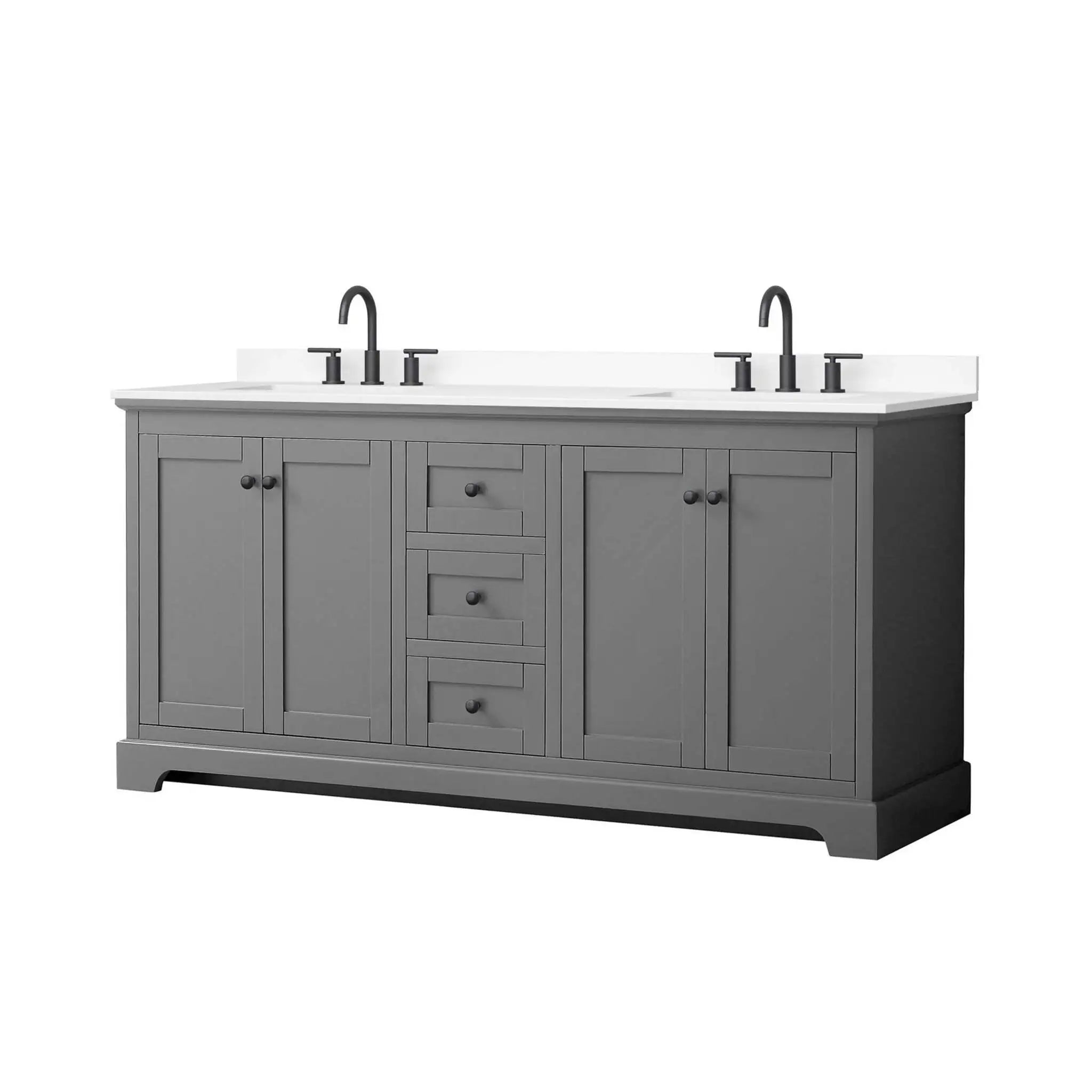 72" Avery Double Bathroom Vanity in Dark Gray with Matte Black Trim by Wyndham