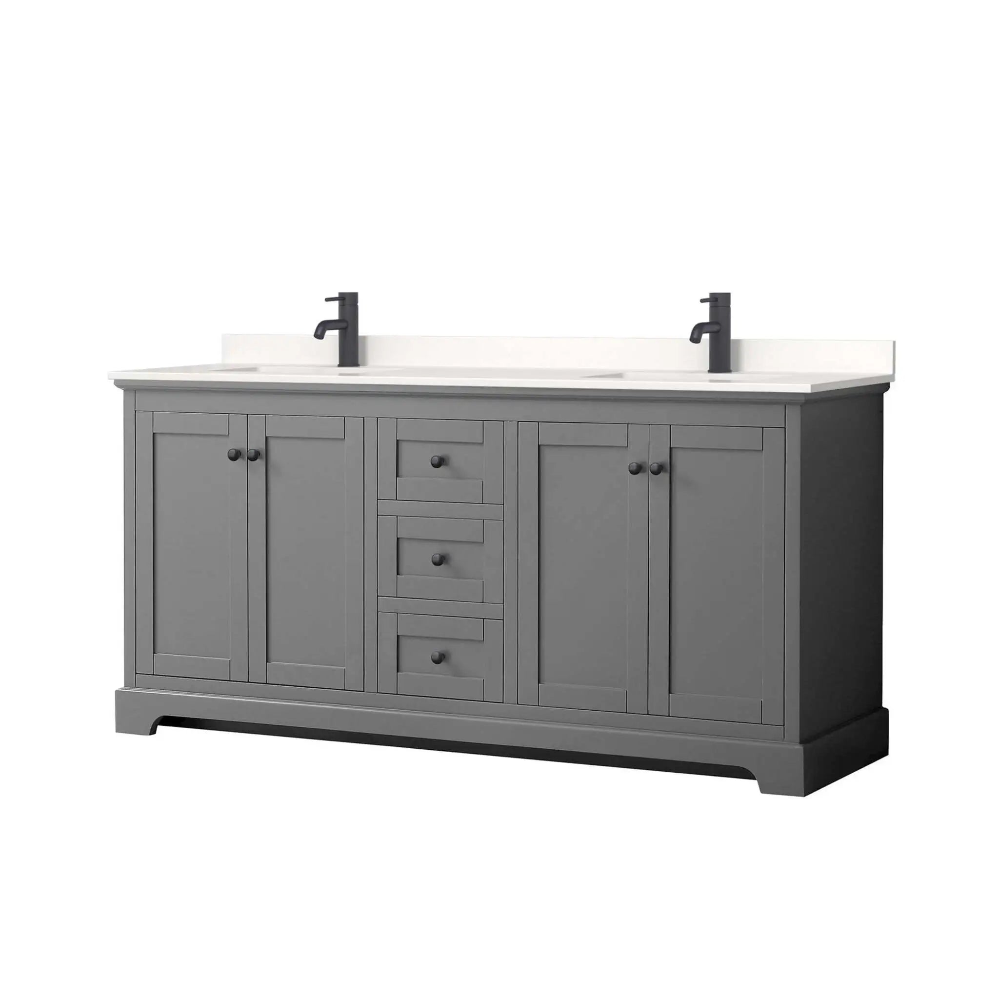 72" Avery Double Bathroom Vanity in Dark Gray with Matte Black Trim by Wyndham