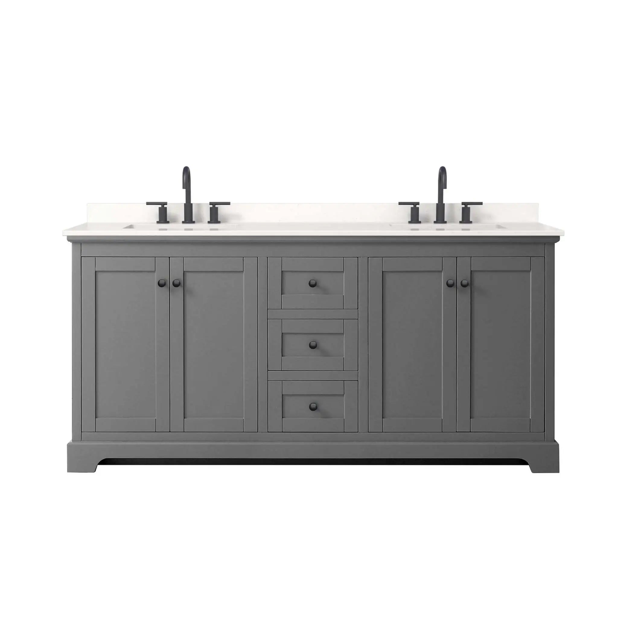 72" Avery Double Bathroom Vanity in Dark Gray with Matte Black Trim by Wyndham