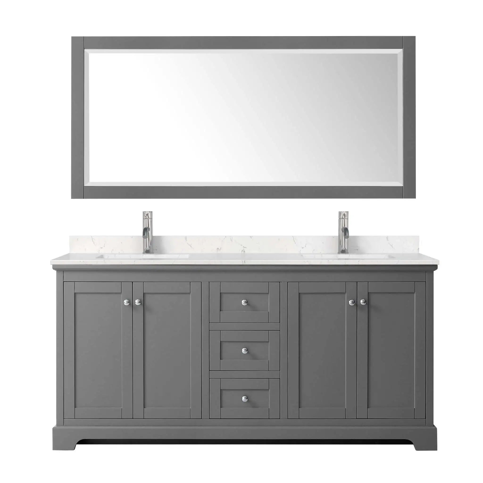 72" Avery Double Bathroom Vanity in Dark Gray with Polished Chrome Trim & 70" Mirror by Wyndham