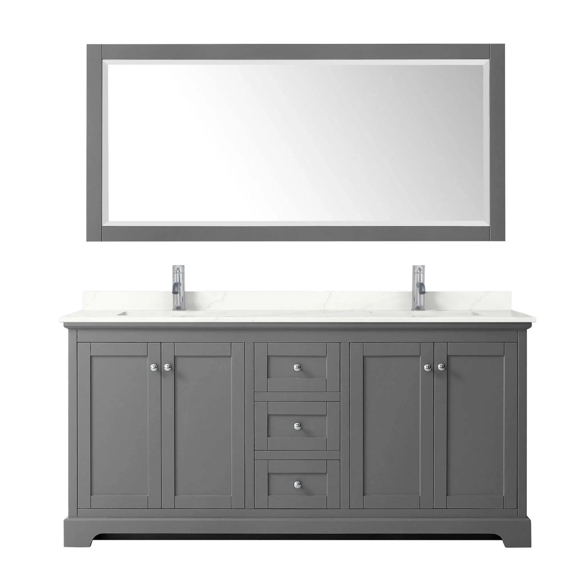 72" Avery Double Bathroom Vanity in Dark Gray with Polished Chrome Trim & 70" Mirror by Wyndham