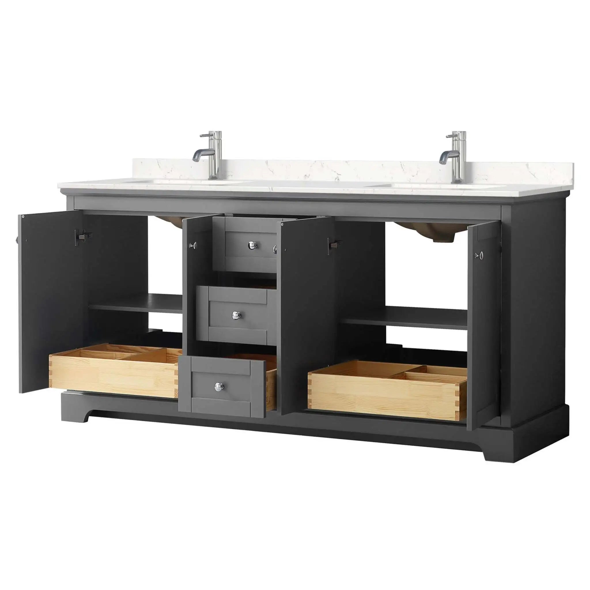 72" Avery Double Bathroom Vanity in Dark Gray with Polished Chrome Trim by Wyndham