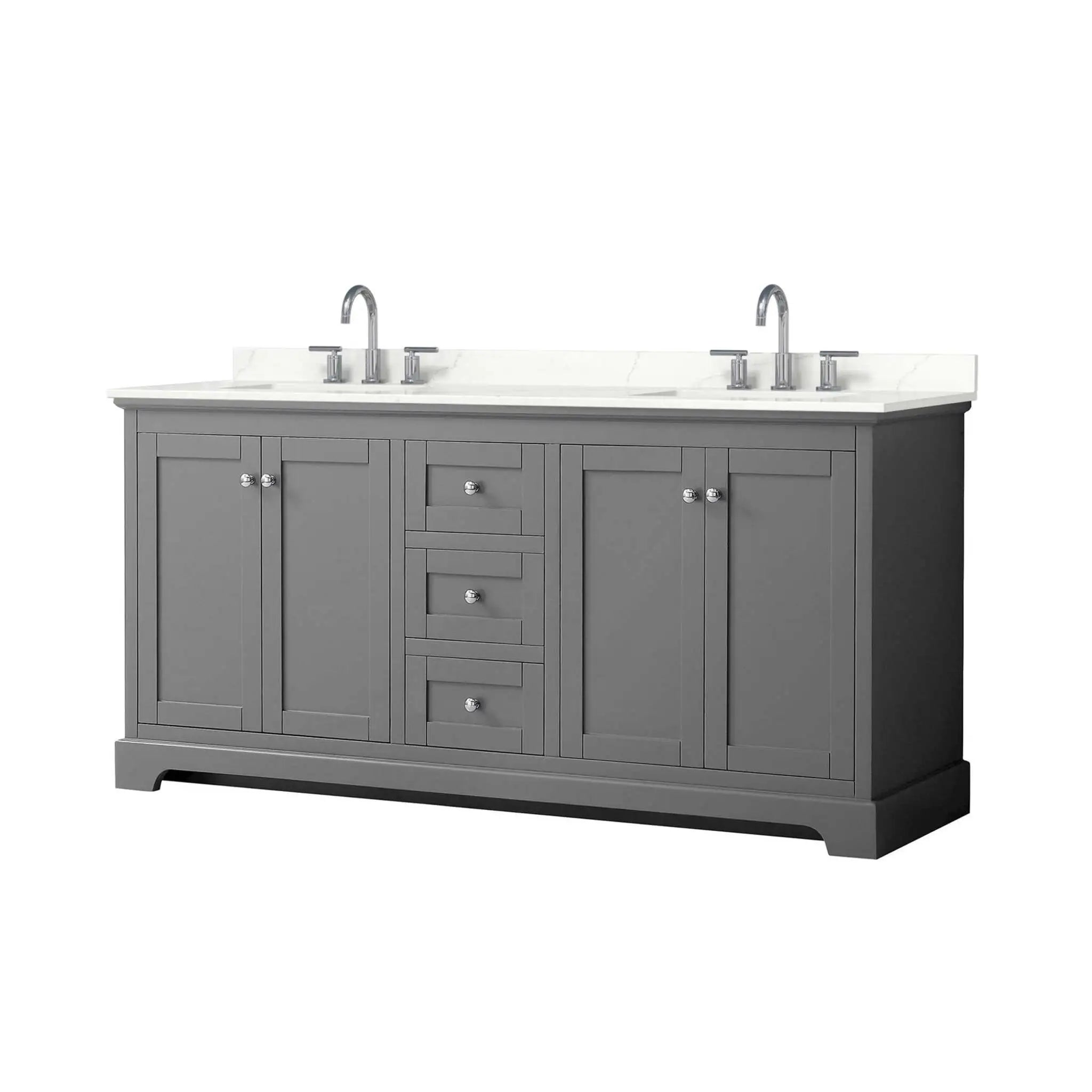 72" Avery Double Bathroom Vanity in Dark Gray with Polished Chrome Trim by Wyndham