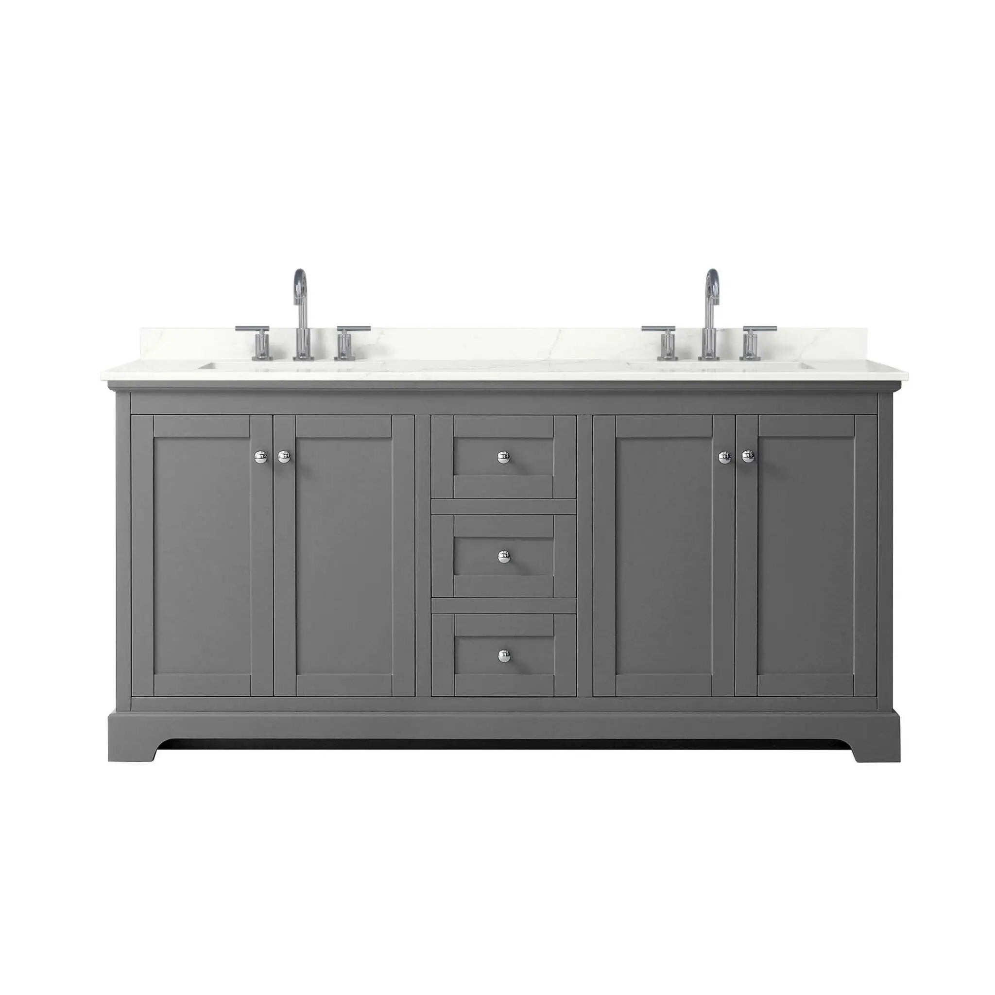 72" Avery Double Bathroom Vanity in Dark Gray with Polished Chrome Trim by Wyndham