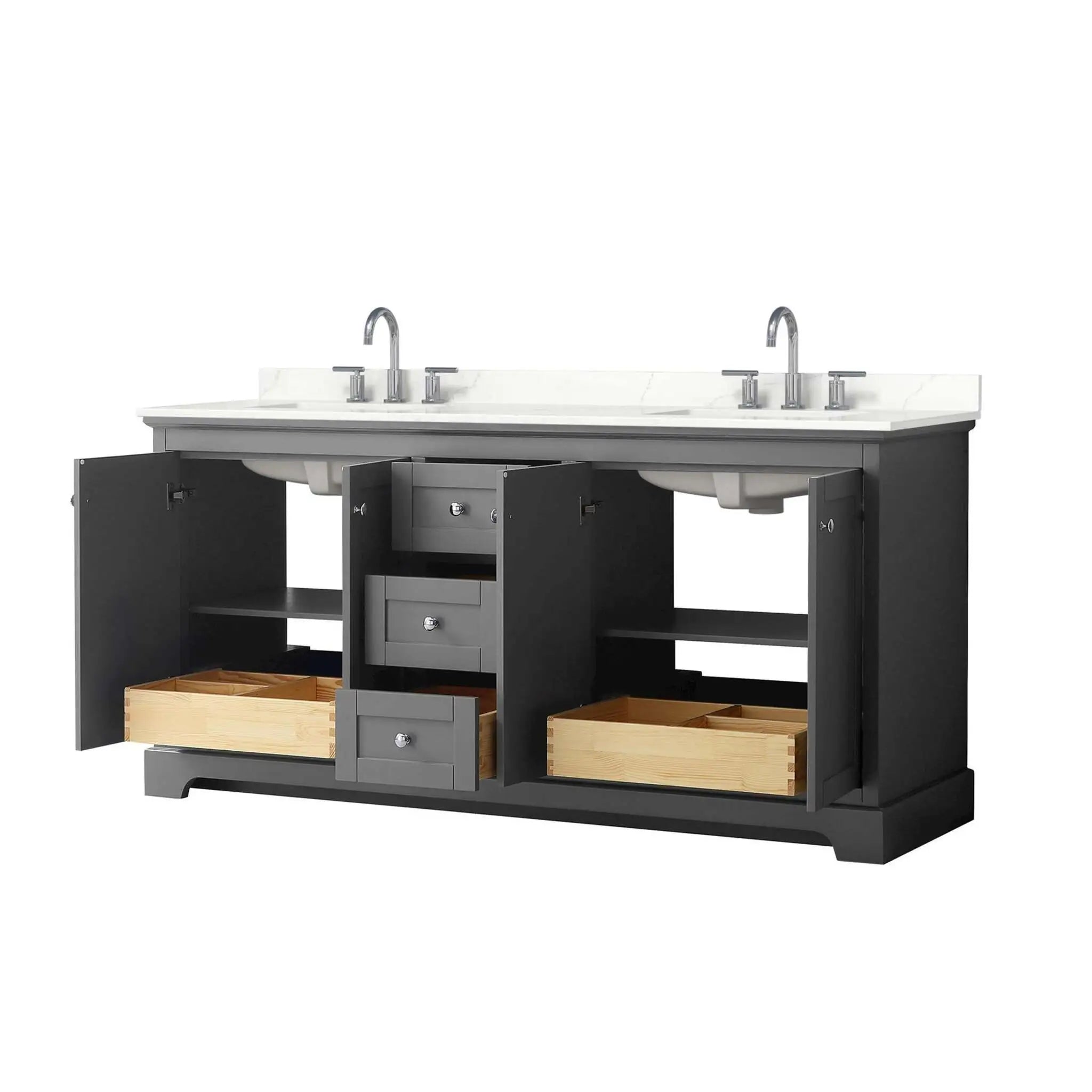 72" Avery Double Bathroom Vanity in Dark Gray with Polished Chrome Trim by Wyndham