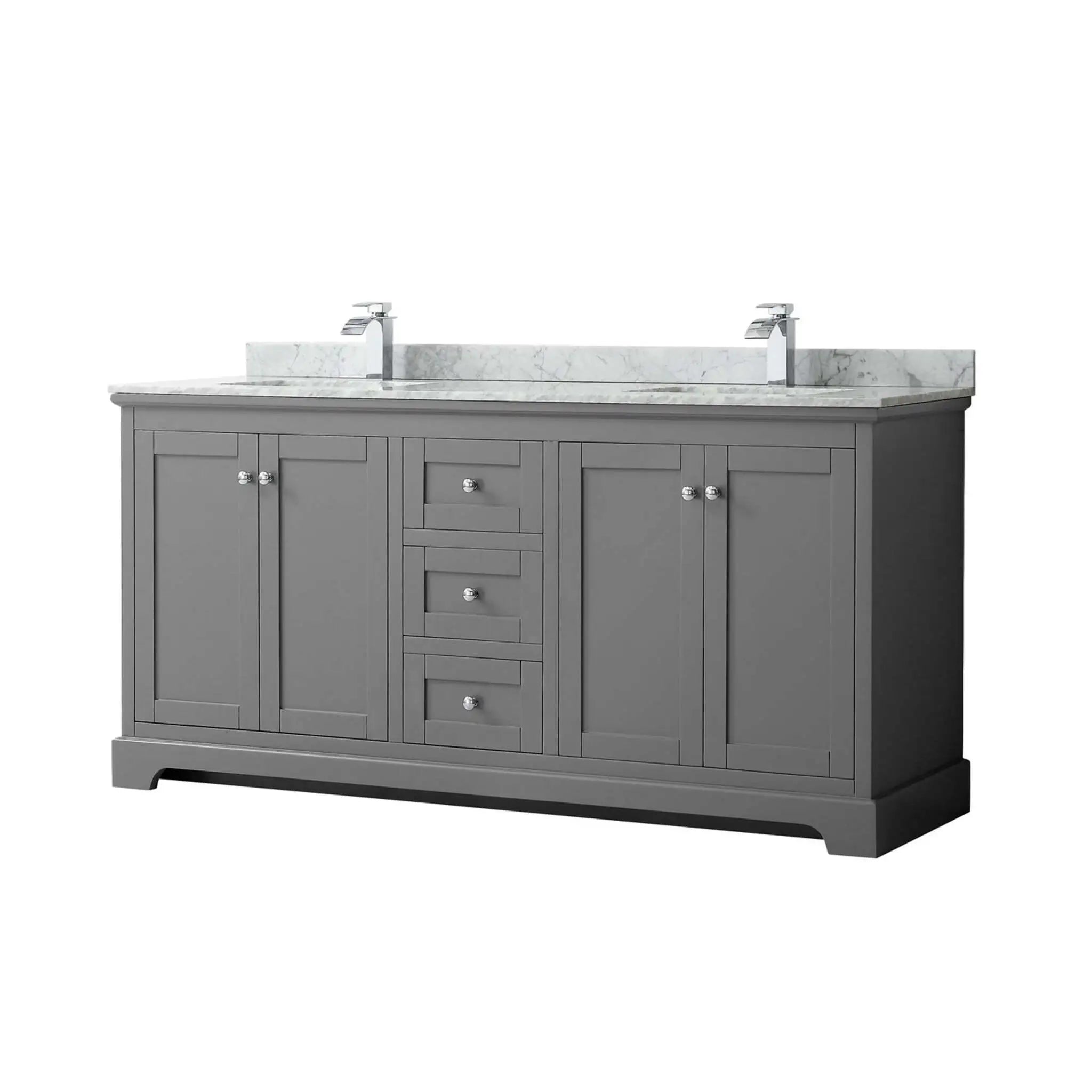 72" Avery Double Bathroom Vanity in Dark Gray with Polished Chrome Trim by Wyndham