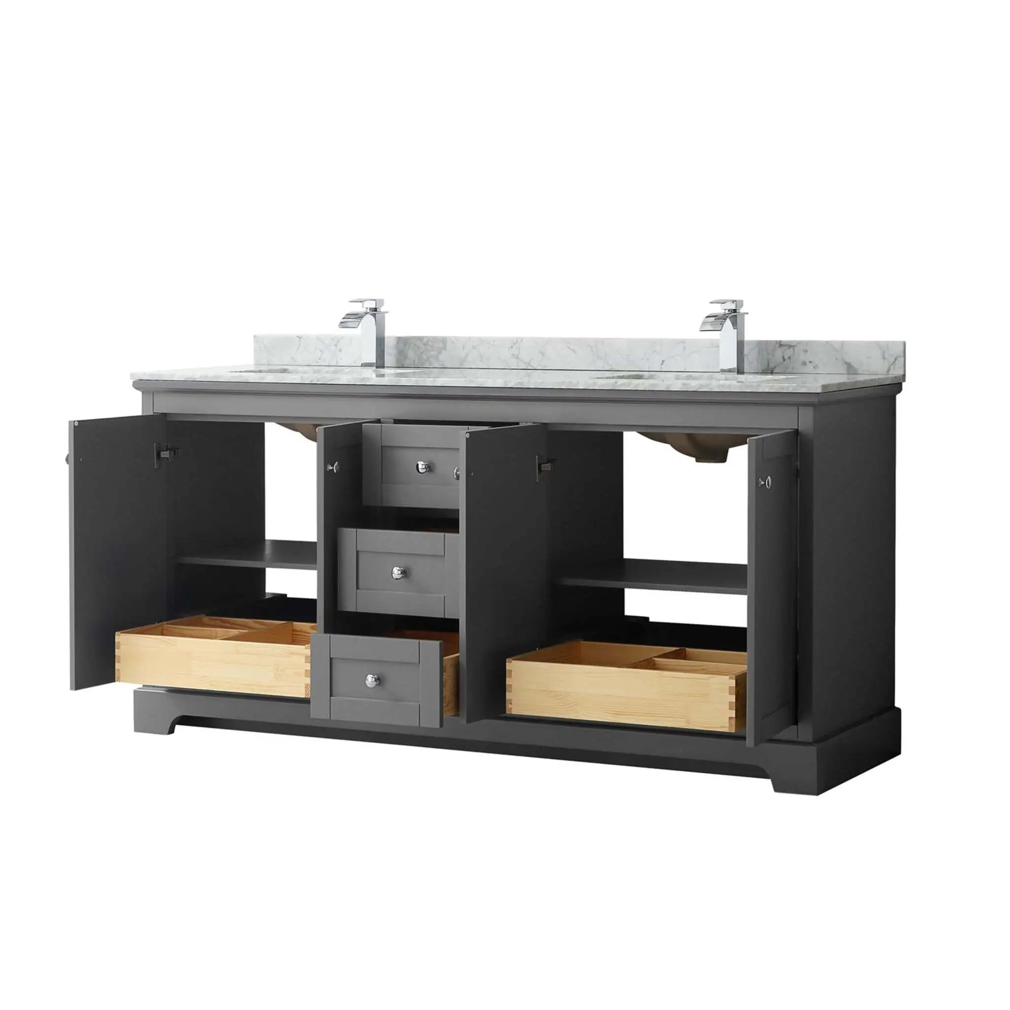 72" Avery Double Bathroom Vanity in Dark Gray with Polished Chrome Trim by Wyndham