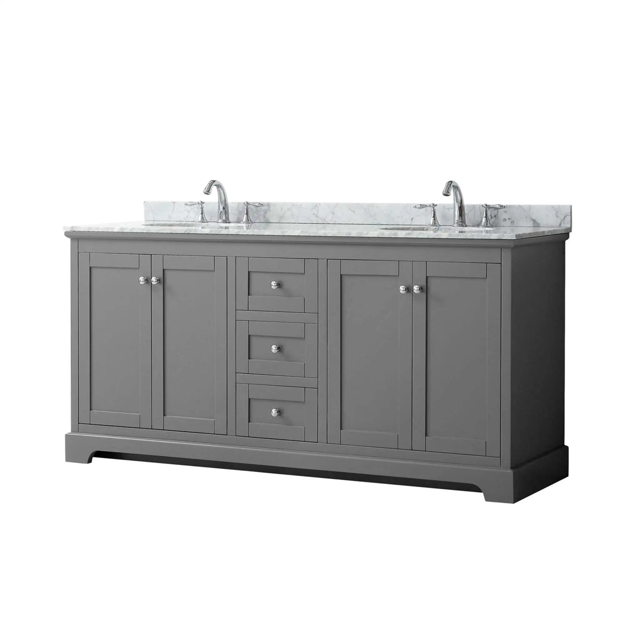 72" Avery Double Bathroom Vanity in Dark Gray with Polished Chrome Trim by Wyndham