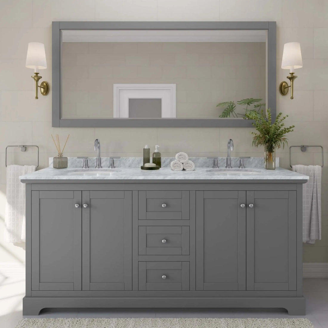72" Avery Double Bathroom Vanity in Dark Gray with Polished Chrome Trim by Wyndham