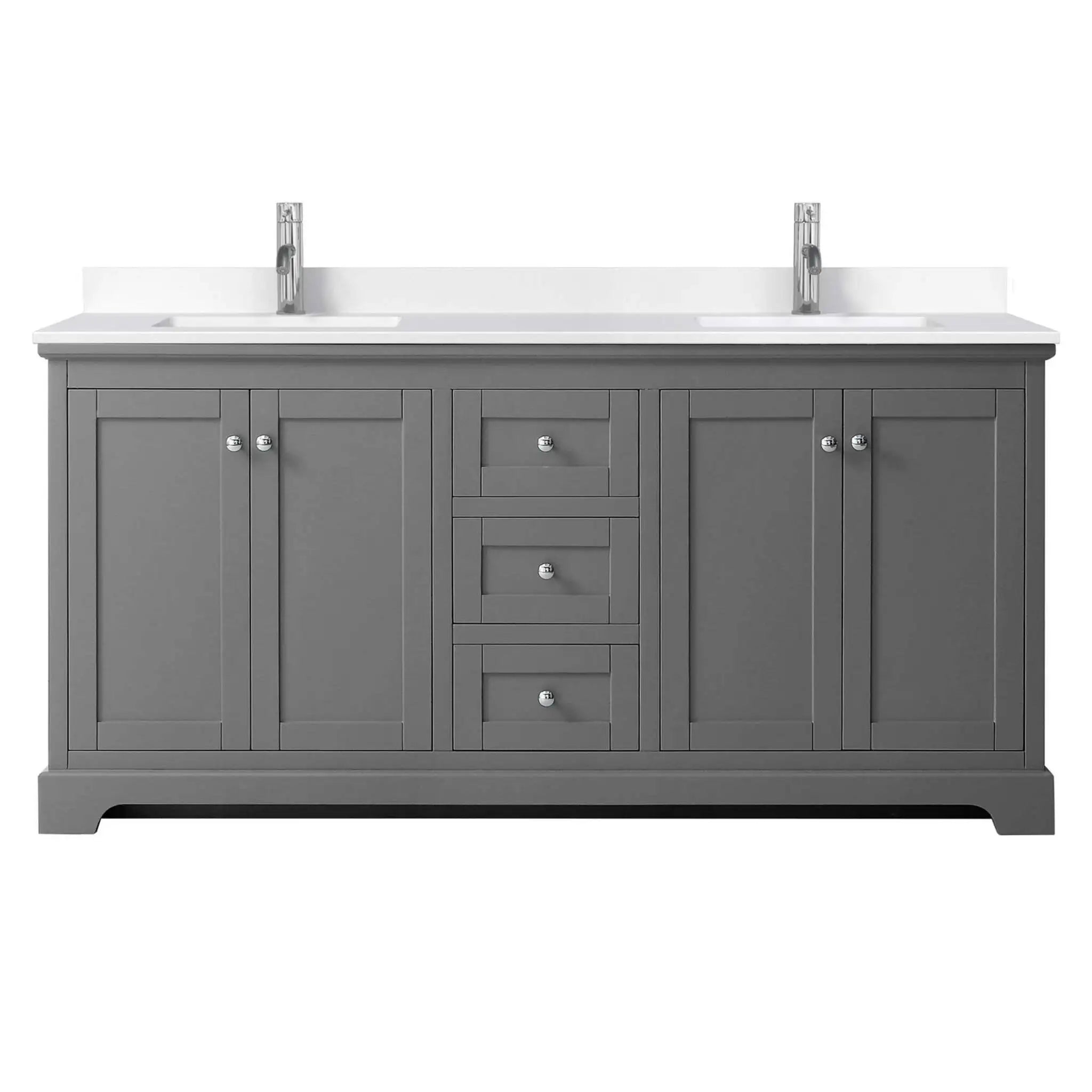 72" Avery Double Bathroom Vanity in Dark Gray with Polished Chrome Trim by Wyndham