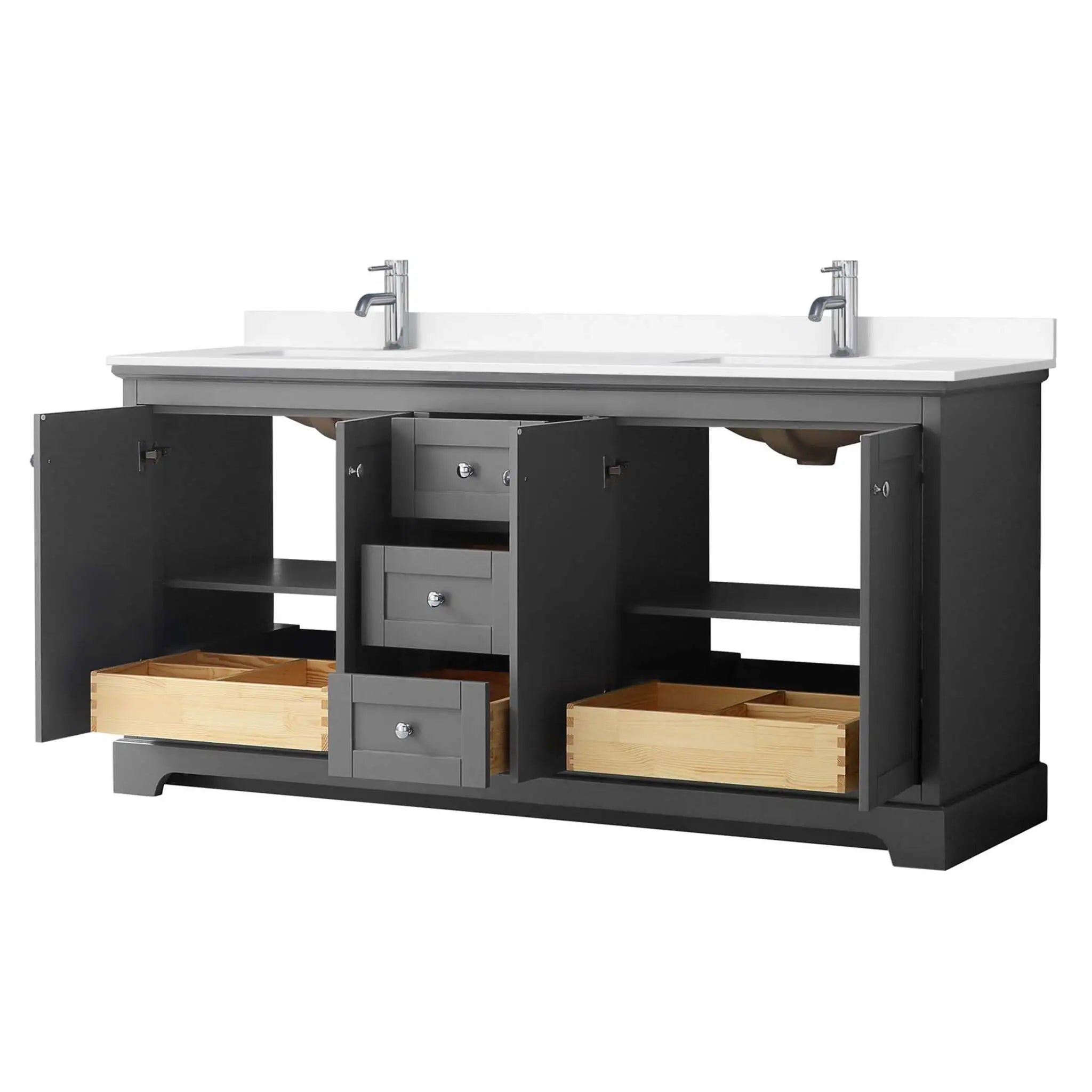 72" Avery Double Bathroom Vanity in Dark Gray with Polished Chrome Trim by Wyndham