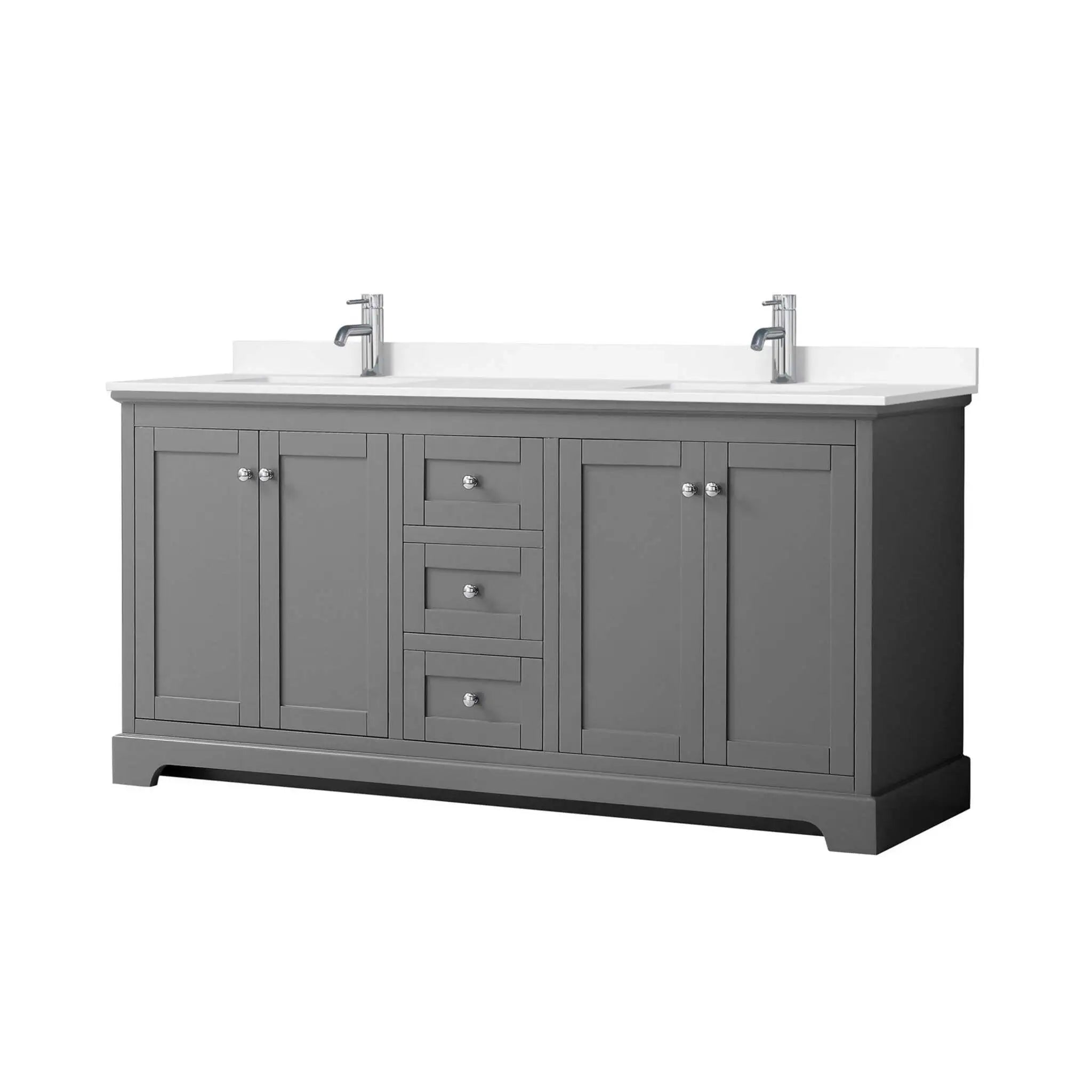 72" Avery Double Bathroom Vanity in Dark Gray with Polished Chrome Trim by Wyndham