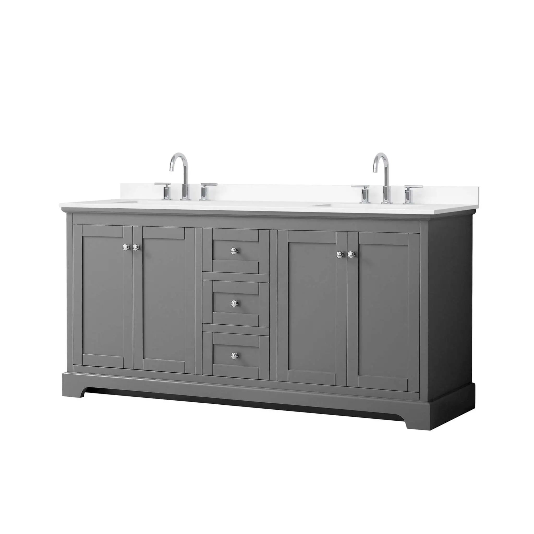 72" Avery Double Bathroom Vanity in Dark Gray with Polished Chrome Trim by Wyndham