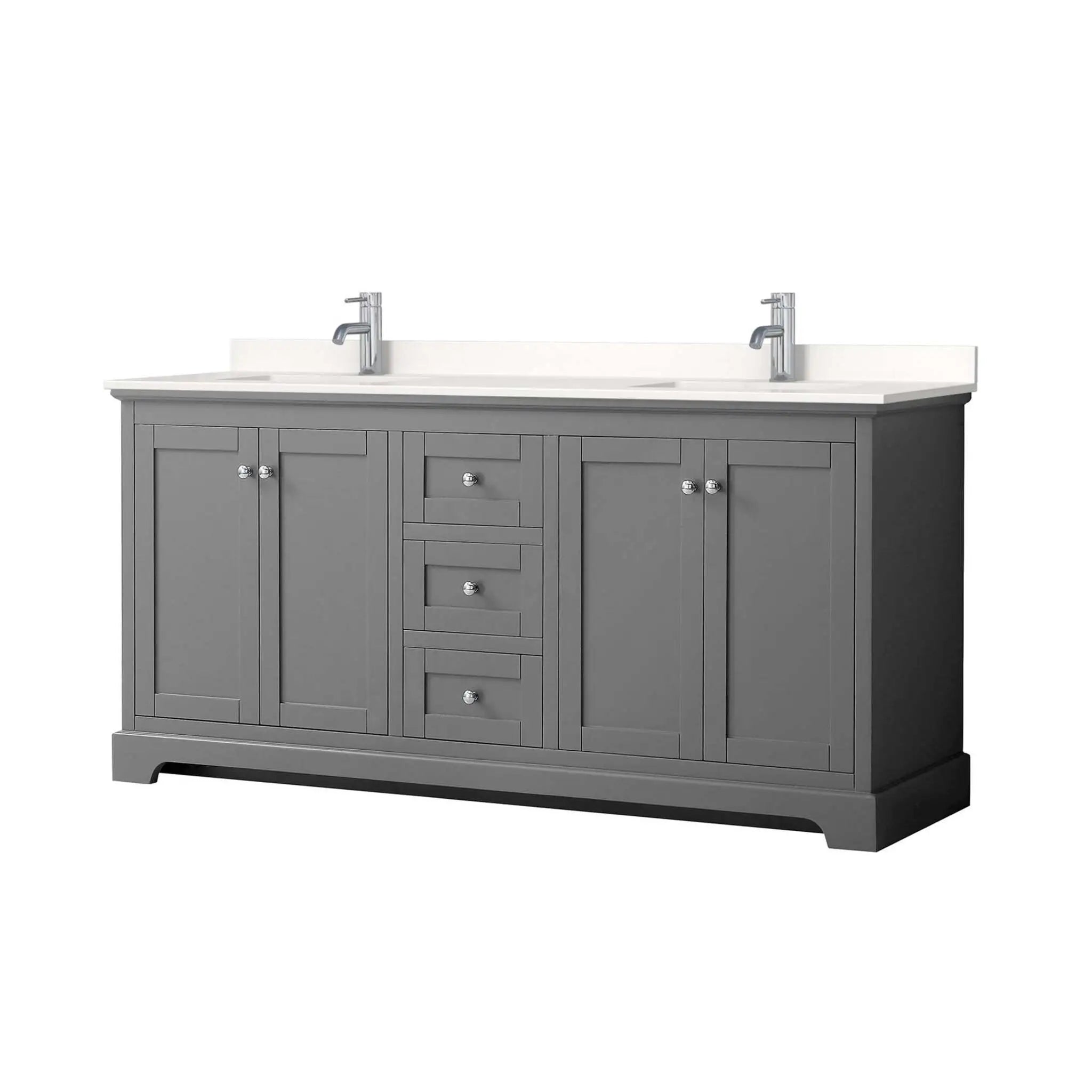 72" Avery Double Bathroom Vanity in Dark Gray with Polished Chrome Trim by Wyndham