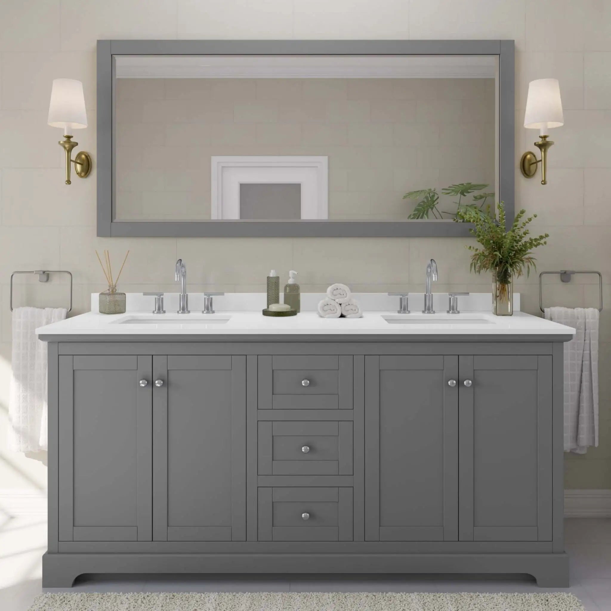 72" Avery Double Bathroom Vanity in Dark Gray with Polished Chrome Trim by Wyndham