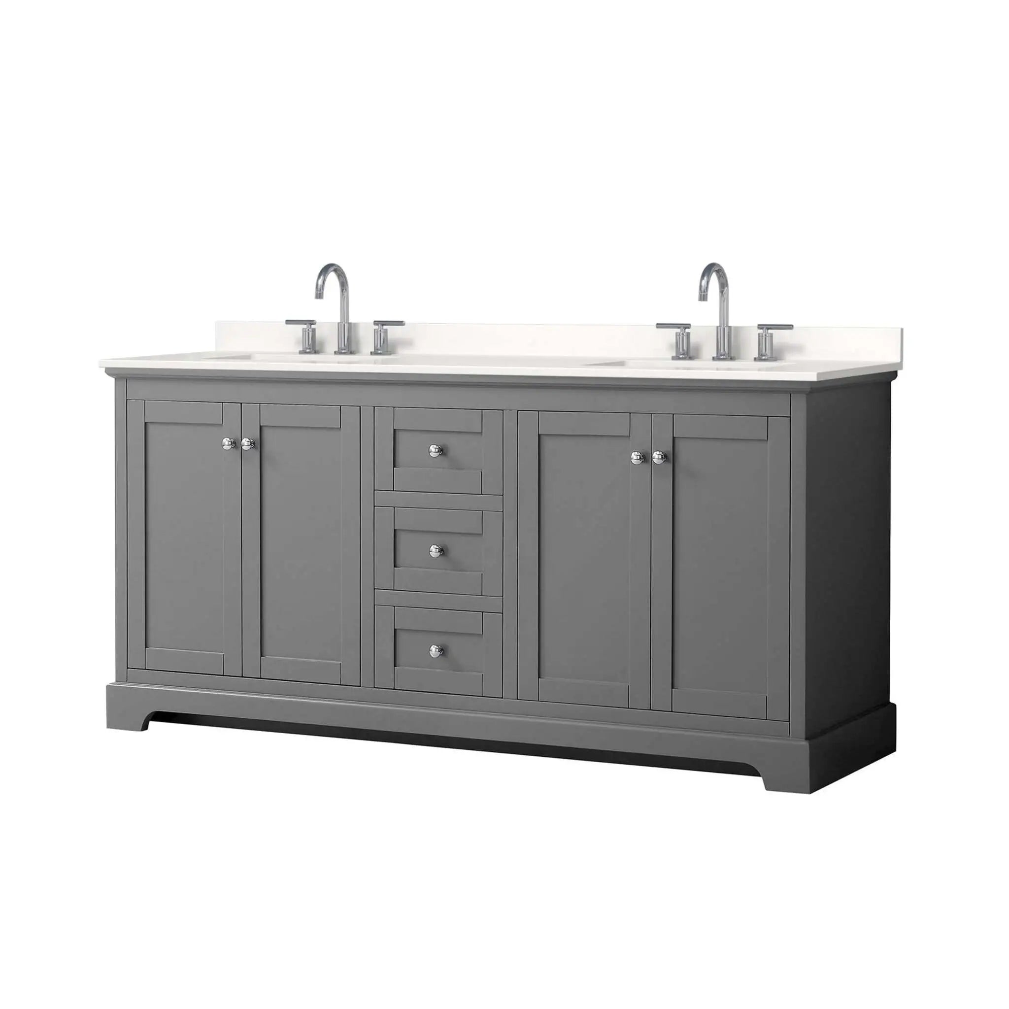 72" Avery Double Bathroom Vanity in Dark Gray with Polished Chrome Trim by Wyndham