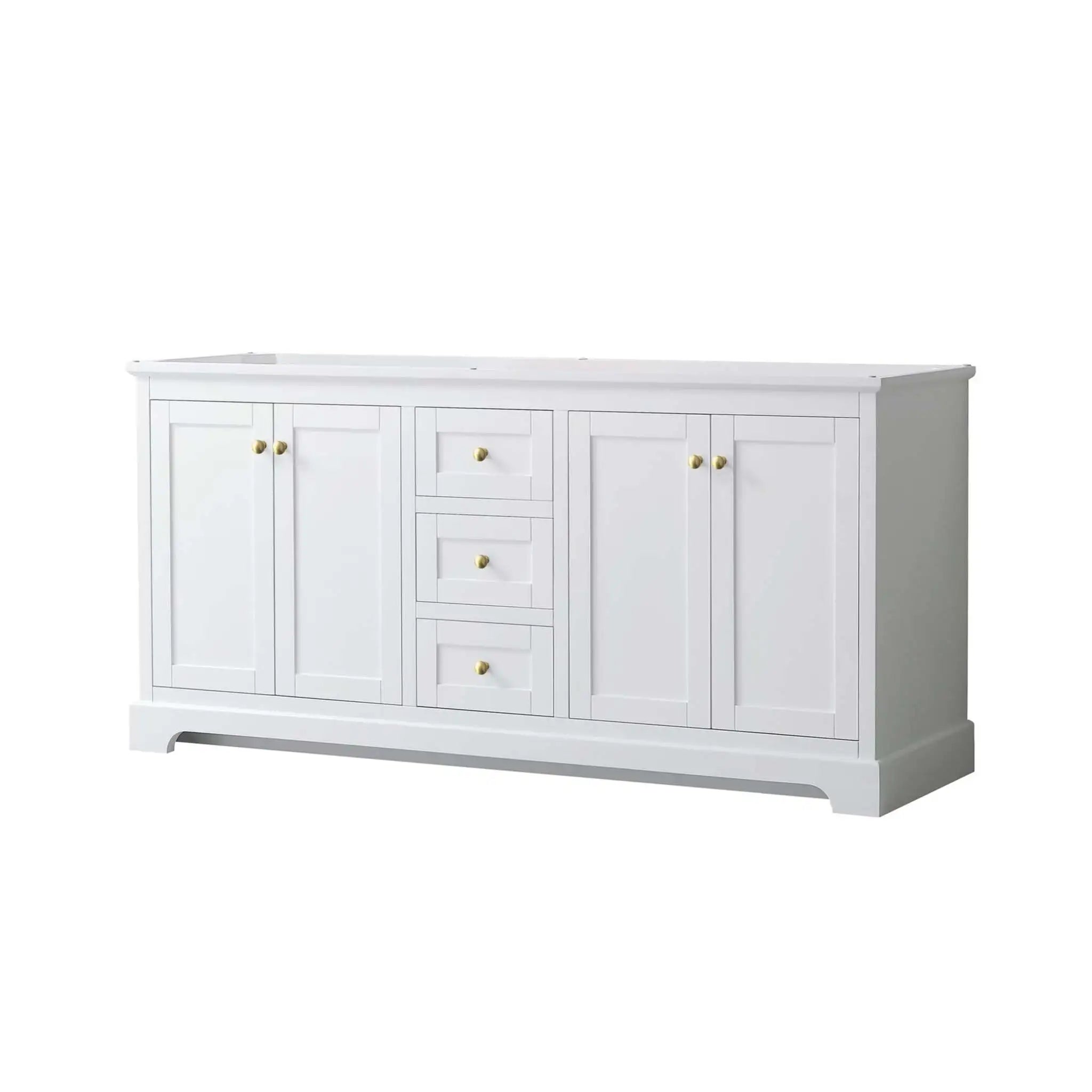 72" Avery Double Bathroom Vanity in White with Brushed Gold Trim by Wyndham