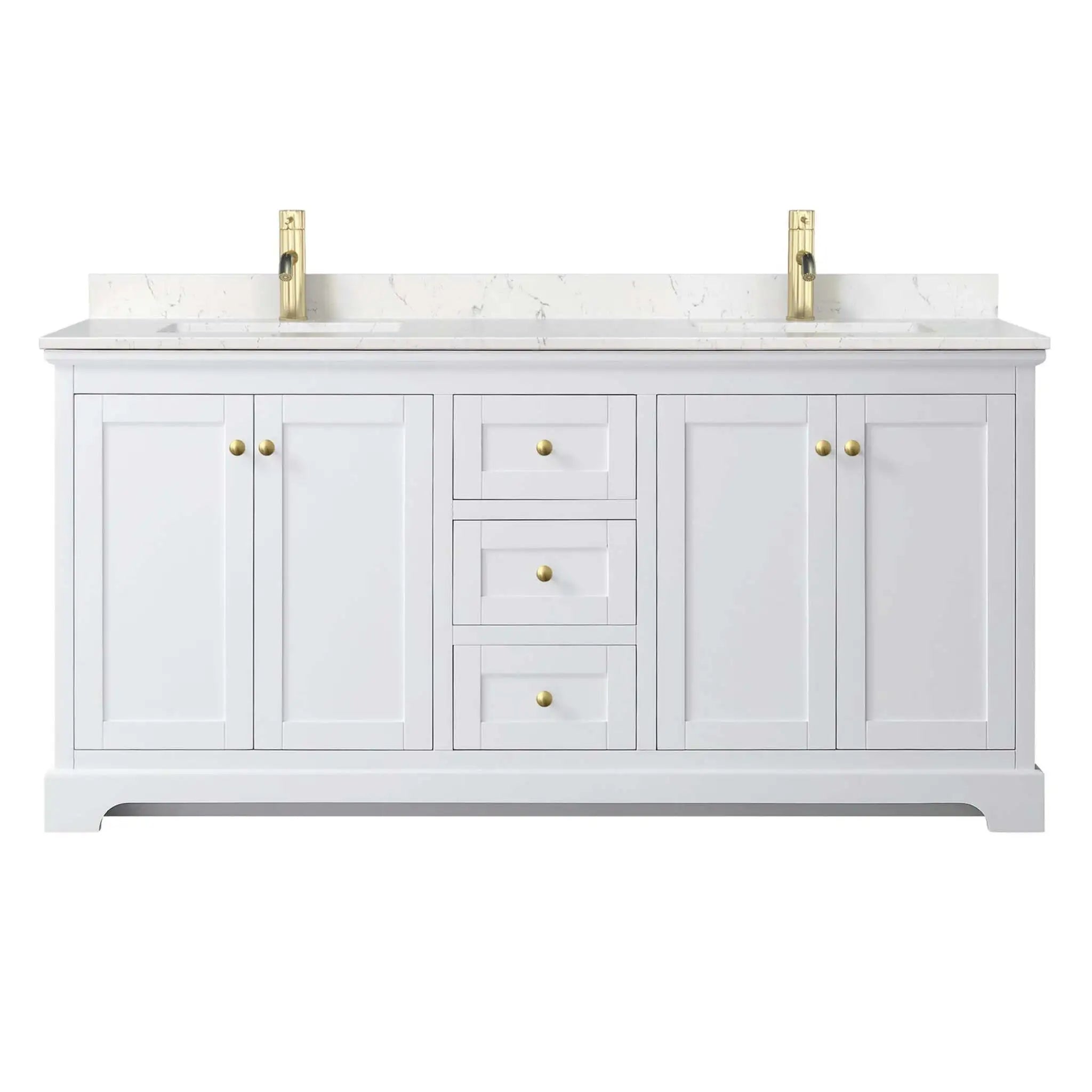 72" Avery Double Bathroom Vanity in White with Brushed Gold Trim by Wyndham