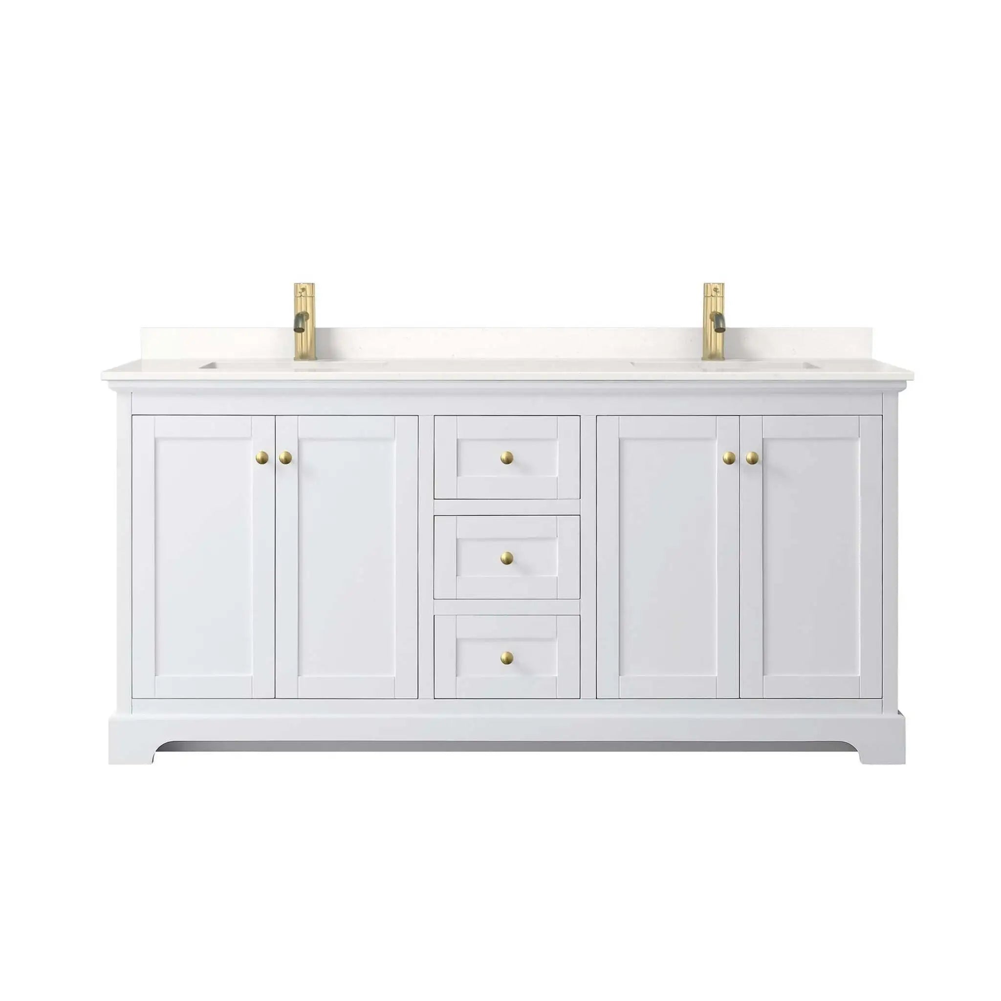 72" Avery Double Bathroom Vanity in White with Brushed Gold Trim by Wyndham