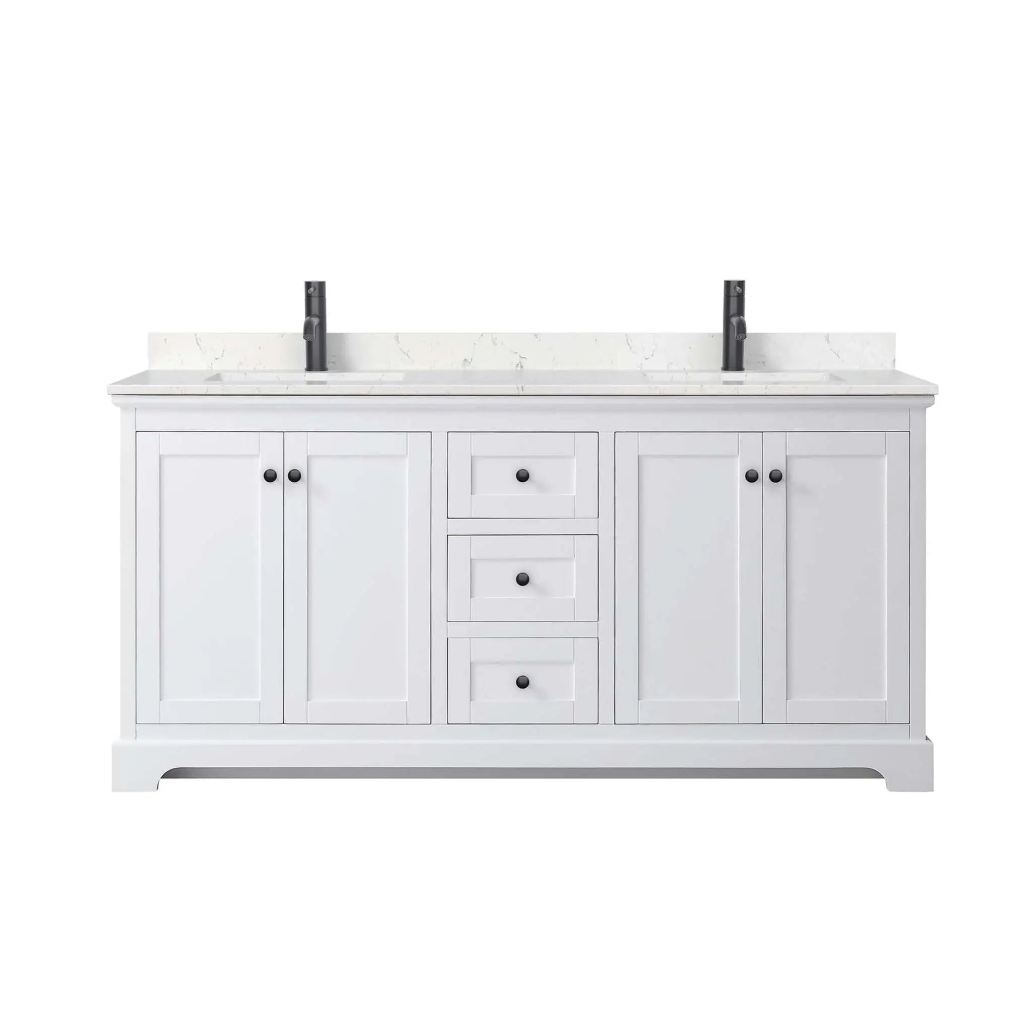 72" Avery Double Bathroom Vanity in White with Matte Black Trim by Wyndham
