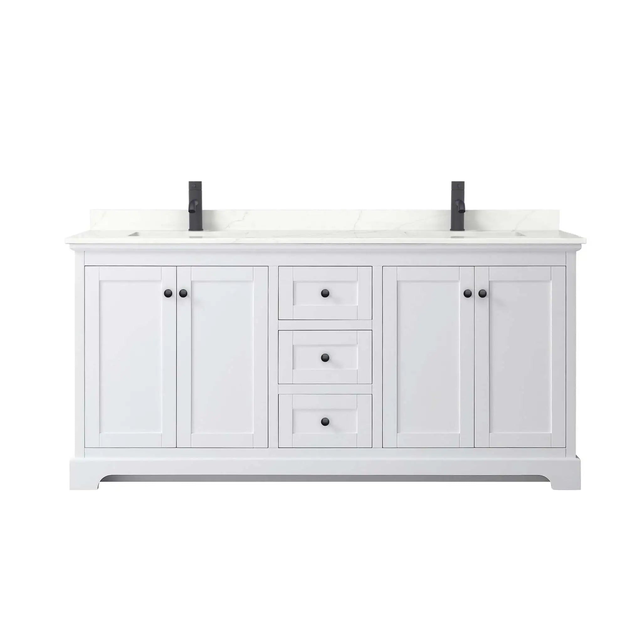 72" Avery Double Bathroom Vanity in White with Matte Black Trim by Wyndham