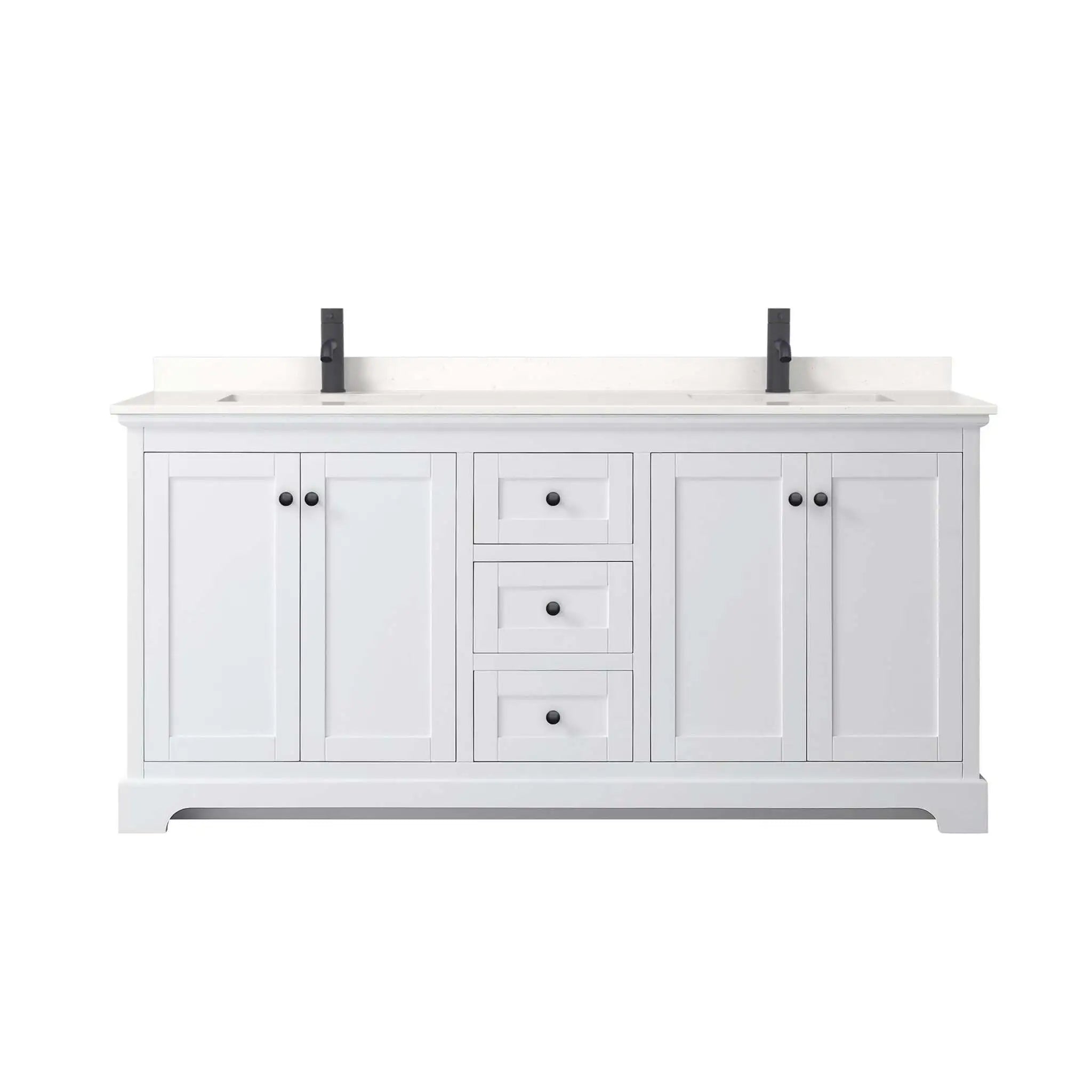 72" Avery Double Bathroom Vanity in White with Matte Black Trim by Wyndham