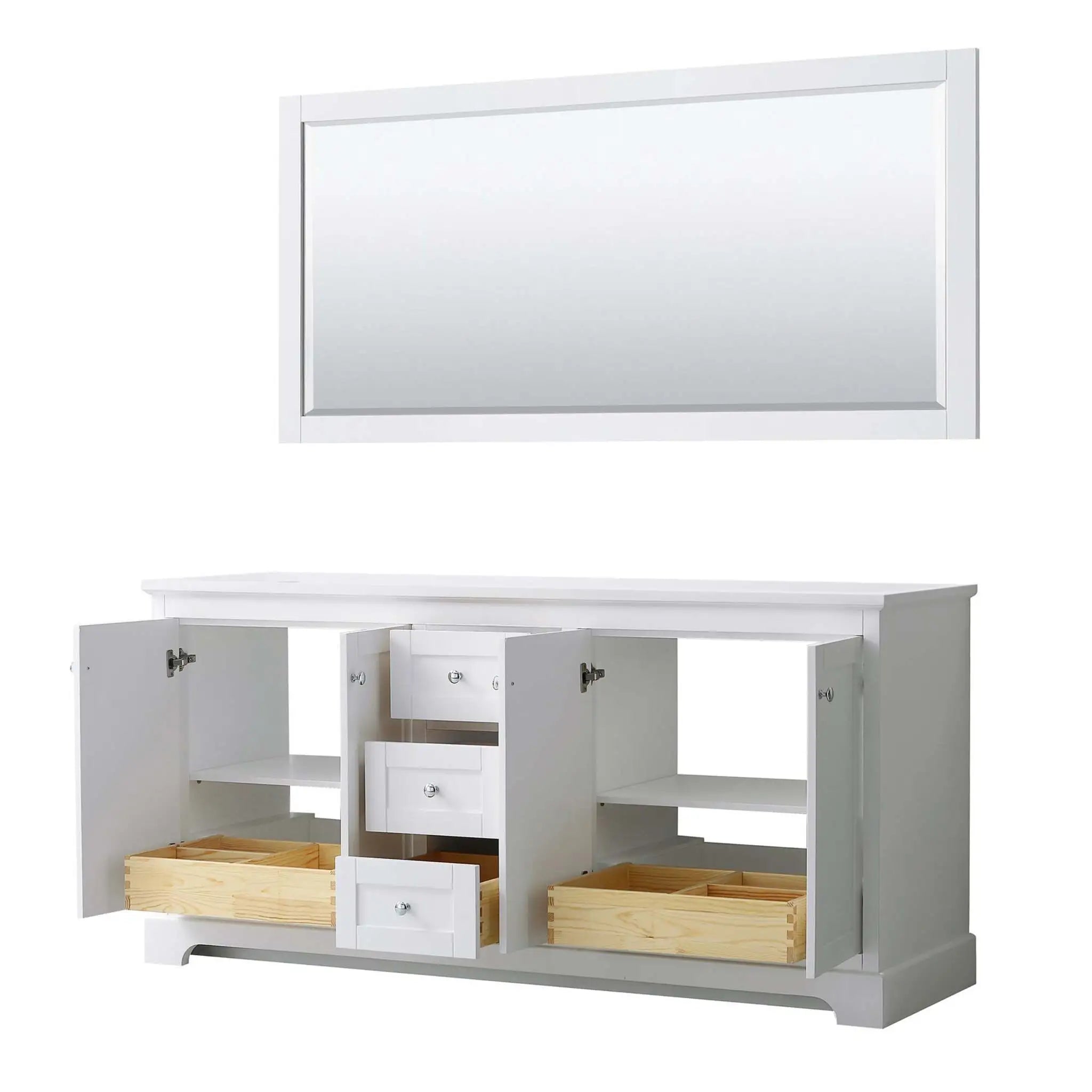 72" Avery Double Bathroom Vanity in White with Polished Chrome Trim & 70" Mirror by Wyndham