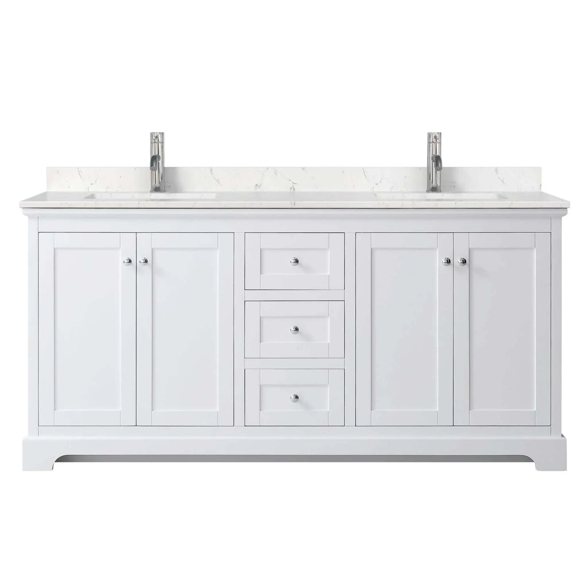 72" Avery Double Bathroom Vanity in White with Polished Chrome Trim by Wyndham