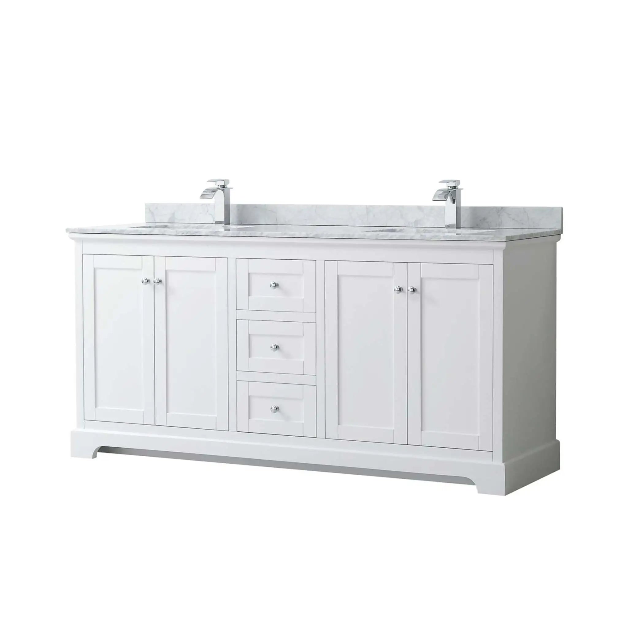 72" Avery Double Bathroom Vanity in White with Polished Chrome Trim by Wyndham