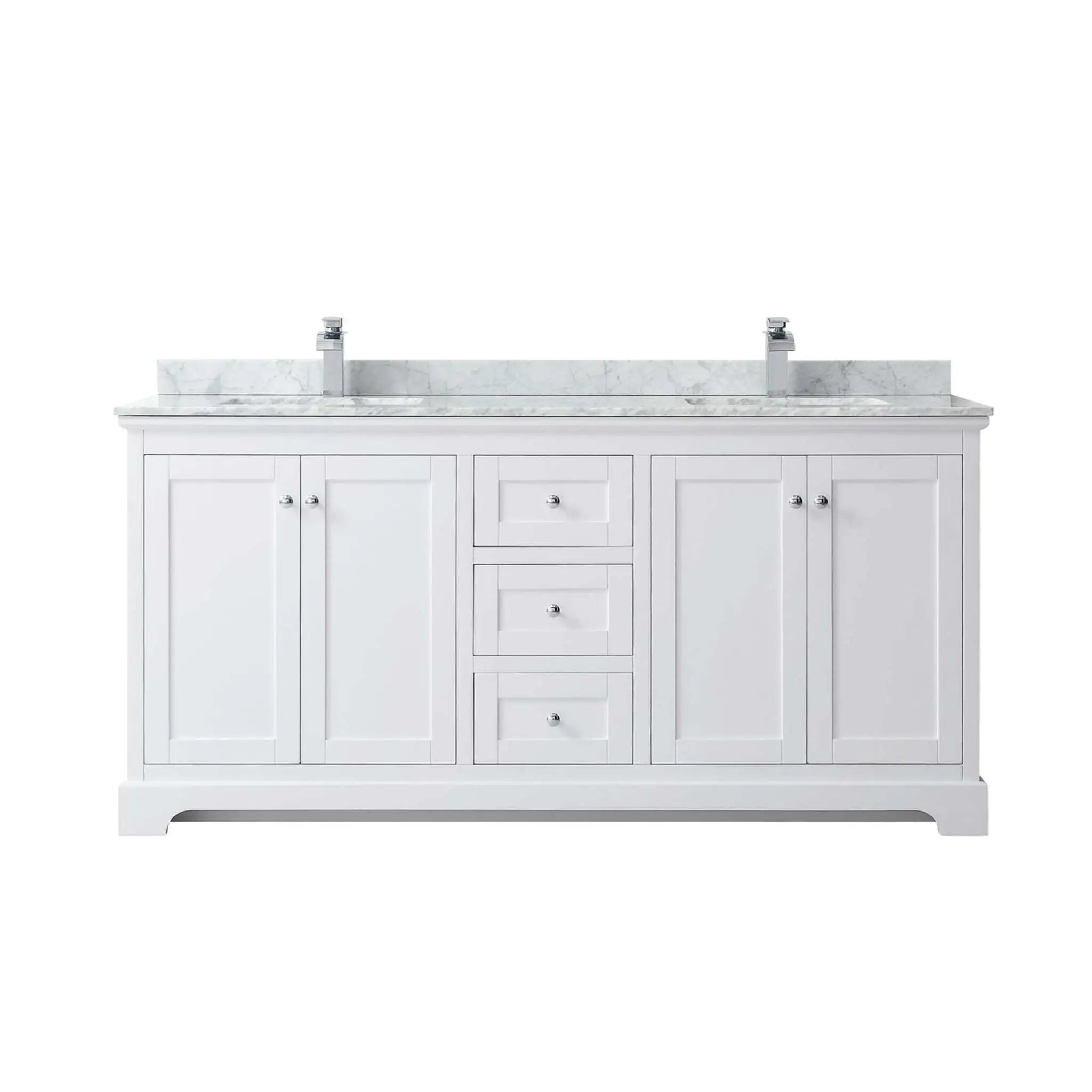 72" Avery Double Bathroom Vanity in White with Polished Chrome Trim by Wyndham