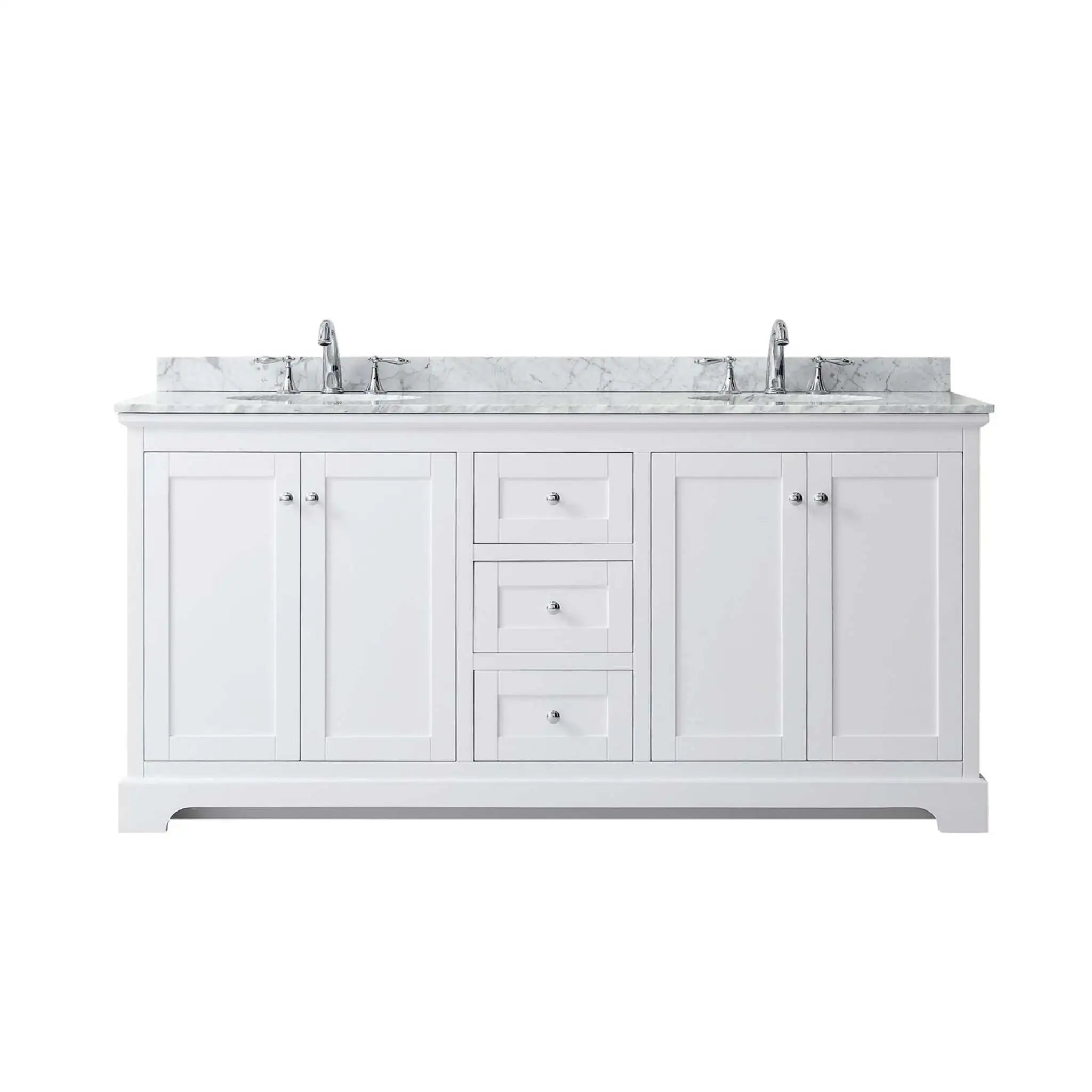 72" Avery Double Bathroom Vanity in White with Polished Chrome Trim by Wyndham