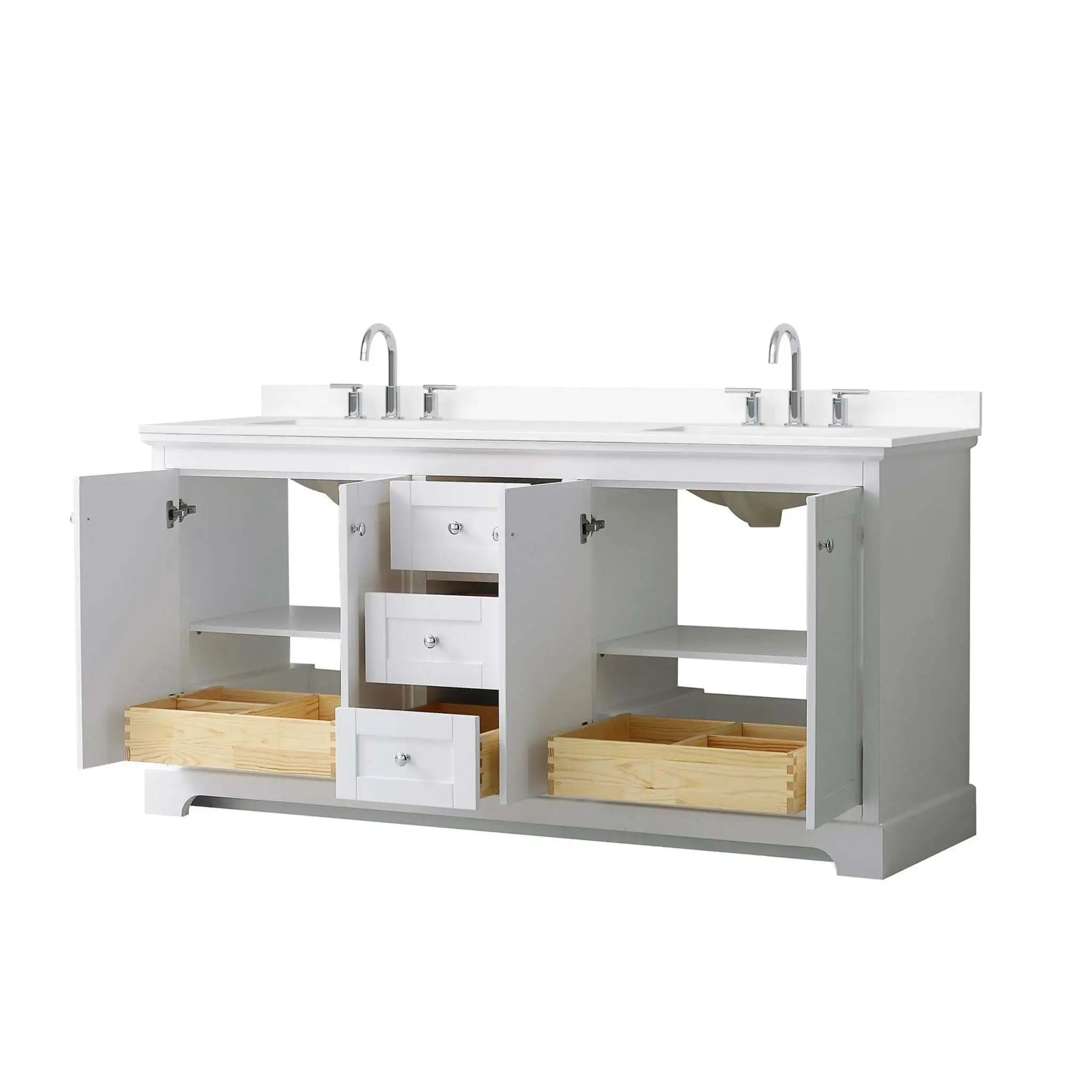 72" Avery Double Bathroom Vanity in White with Polished Chrome Trim by Wyndham