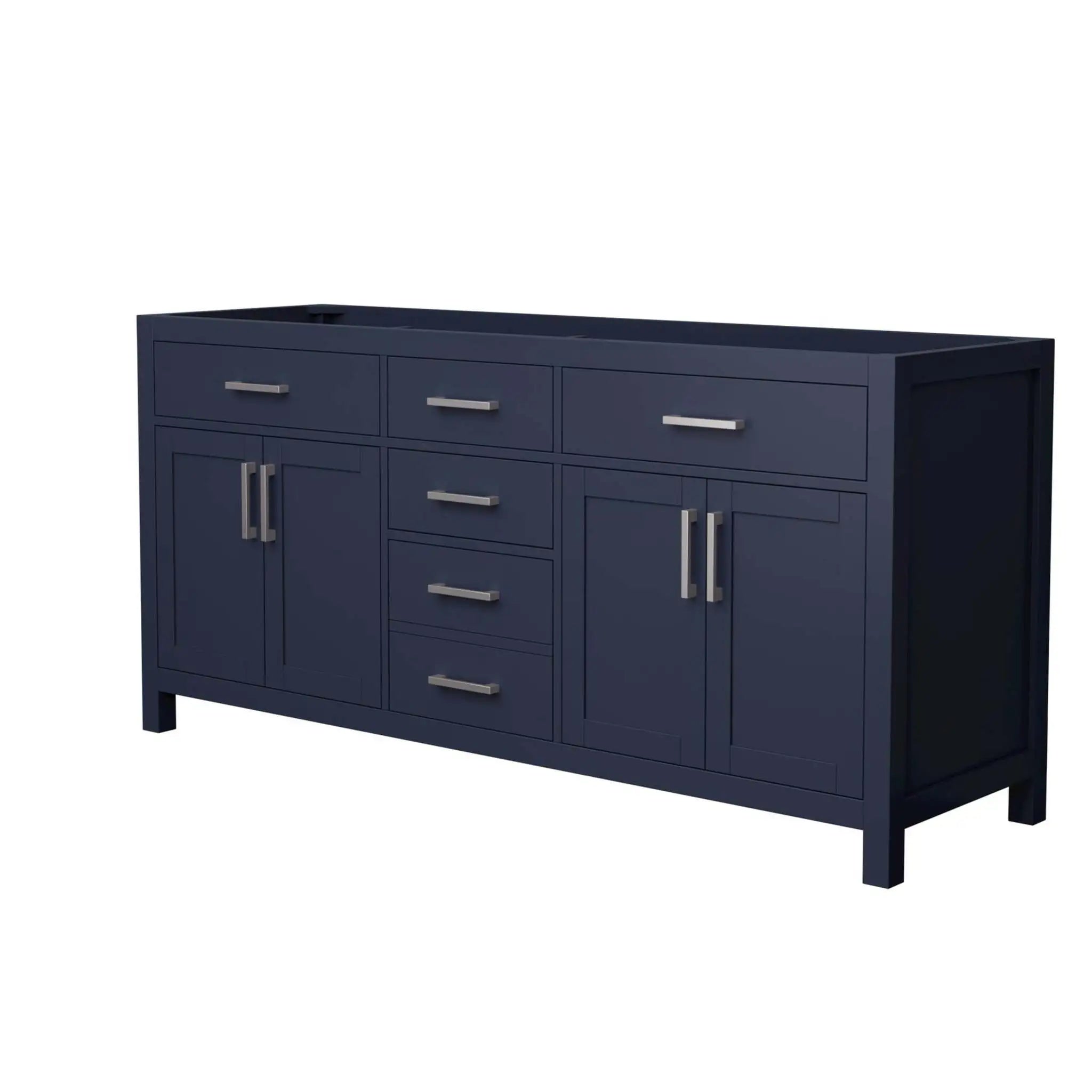 72" Beckett Double Bathroom Vanity in Dark Blue with Brushed Nickel Trim by Wyndham