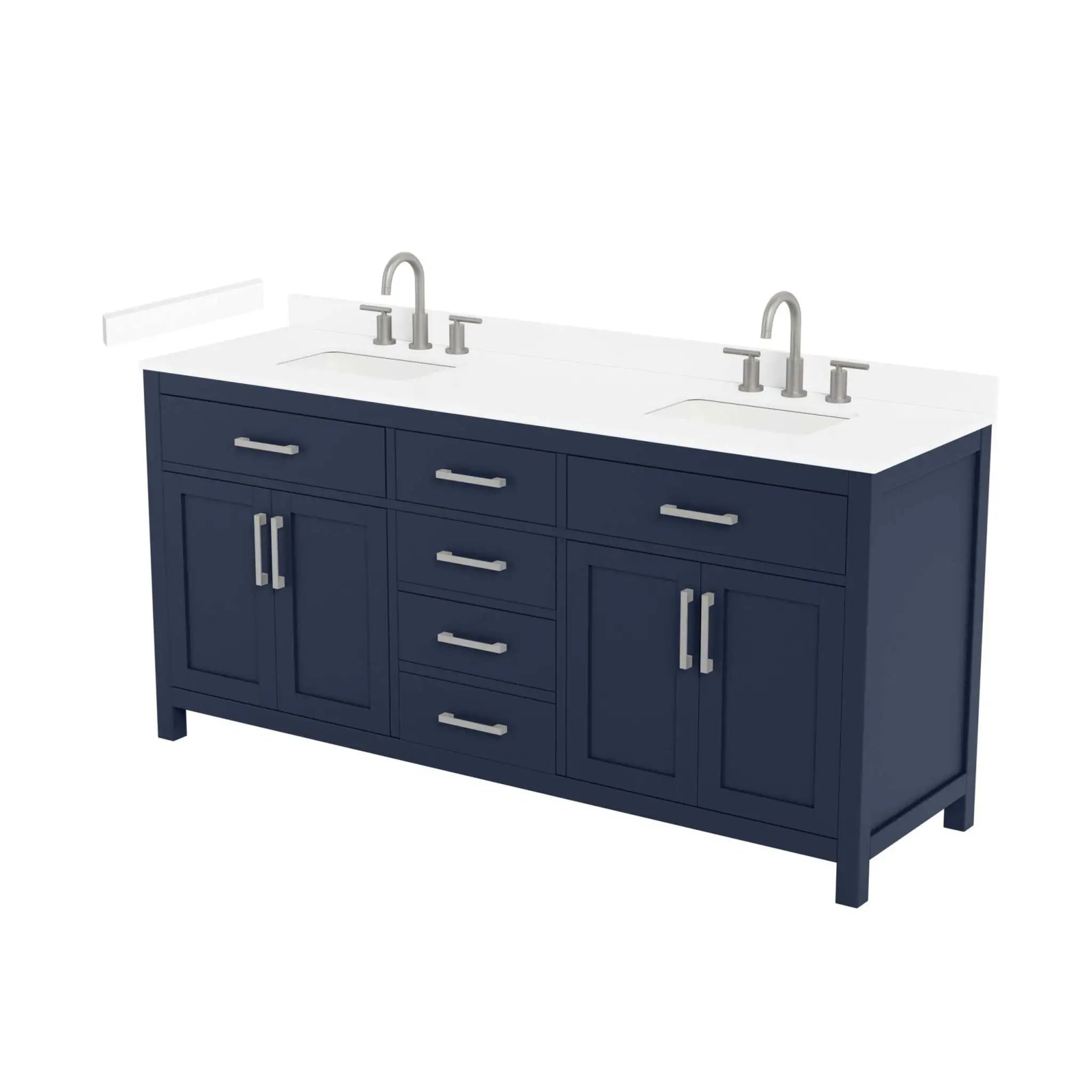 72" Beckett Double Bathroom Vanity in Dark Blue with Brushed Nickel Trim by Wyndham